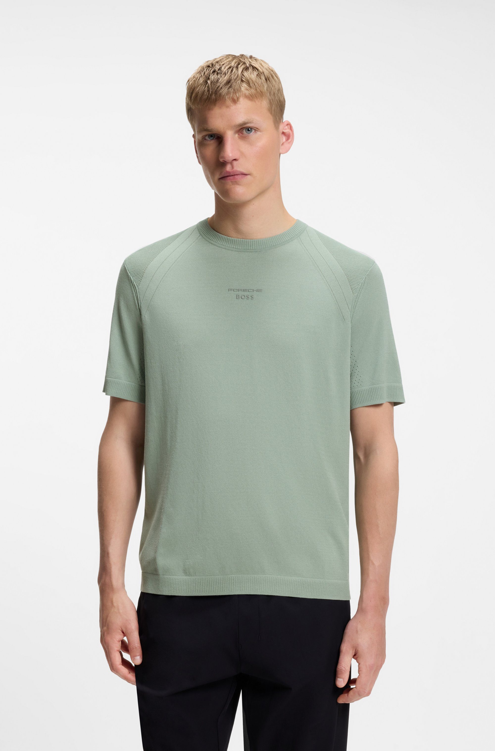 BOSS GREEN Kurzarmpullover Porsche Spirit 70 Capsule Collection Premium Herrenmode Limited