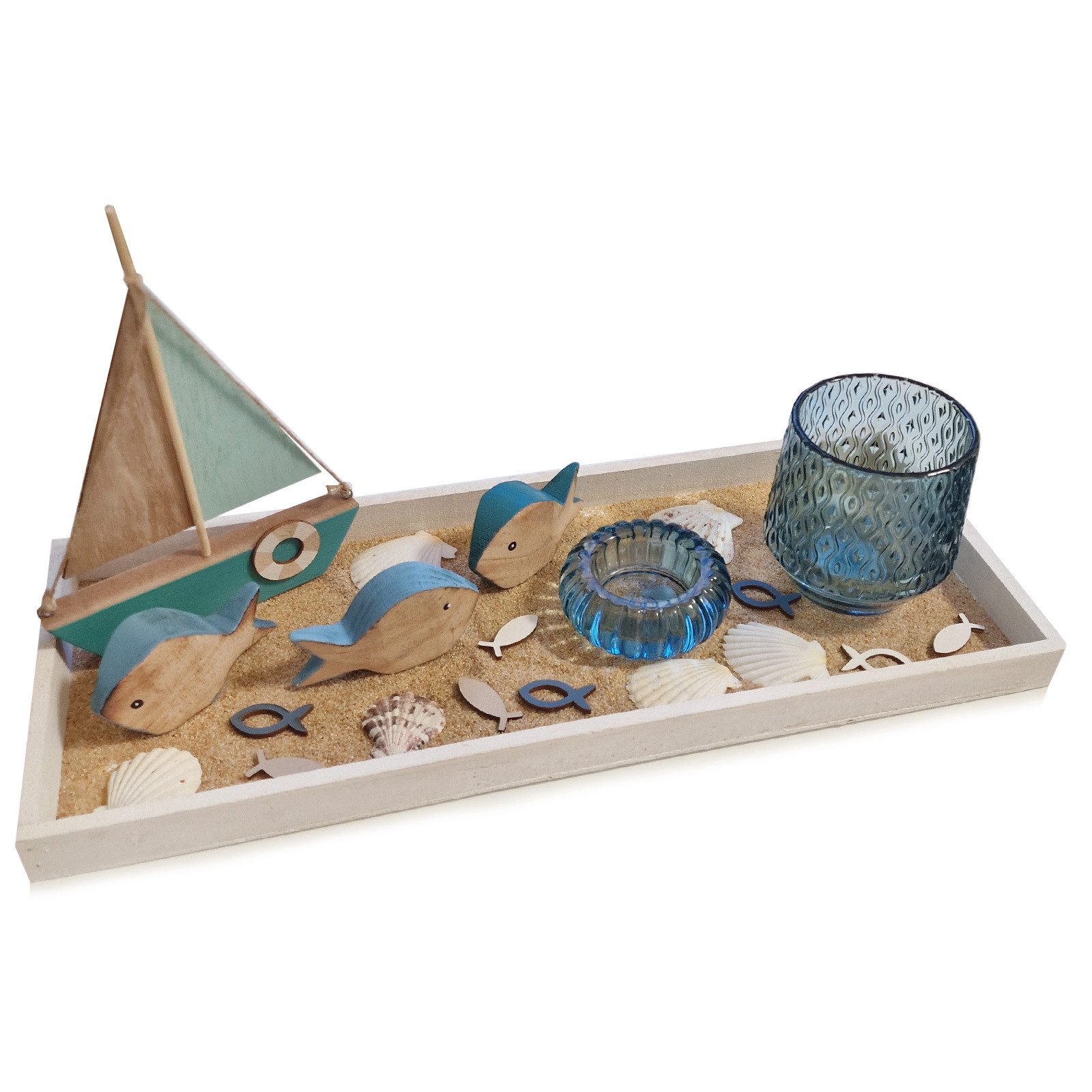 Dekofigur Geschenk im maritimen Stil mit Fischen, Muscheln