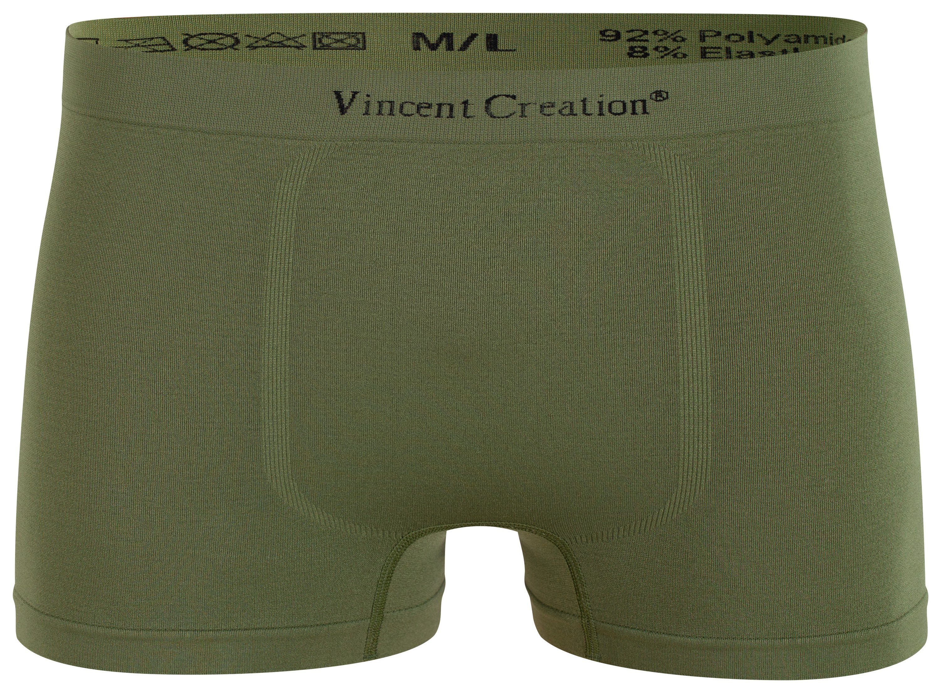 (12-St) Vincent Boxershorts Creation® weiche Microfaser - Pack, Seamless schw/khaki/grau 12er Microfaser-Qualität