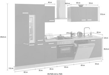 OPTIFIT Küchenzeile Leer Breite 300 cm, mit Hanseatic E-Geräten, inkl. Kühlschrank