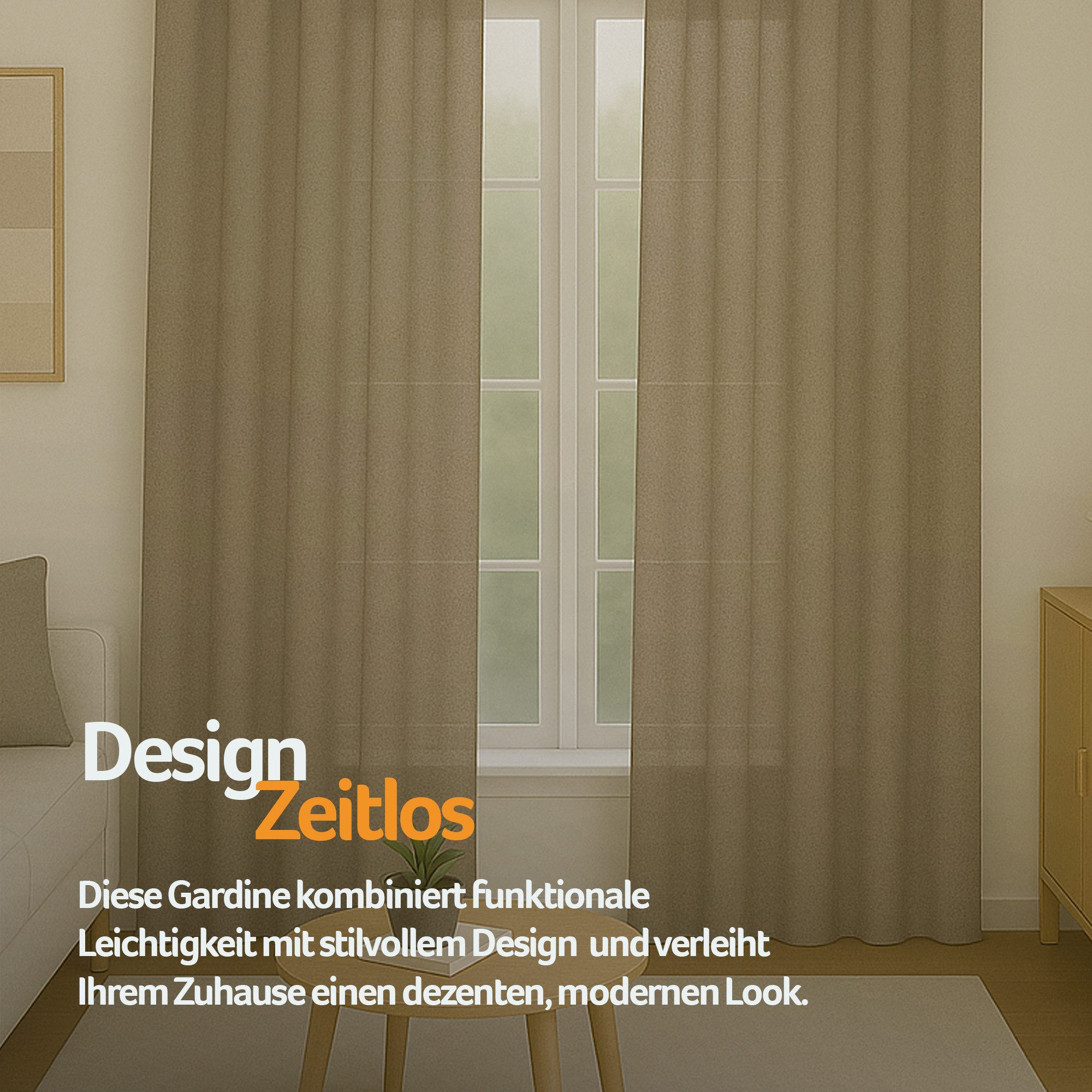 Bestlivings Gardine "Ellen" mit Schlaufen (2 St), Schlaufe, blickdicht, Polyester, einfarbig, modern, waschbar bei 30°C – Bild 5 von 5