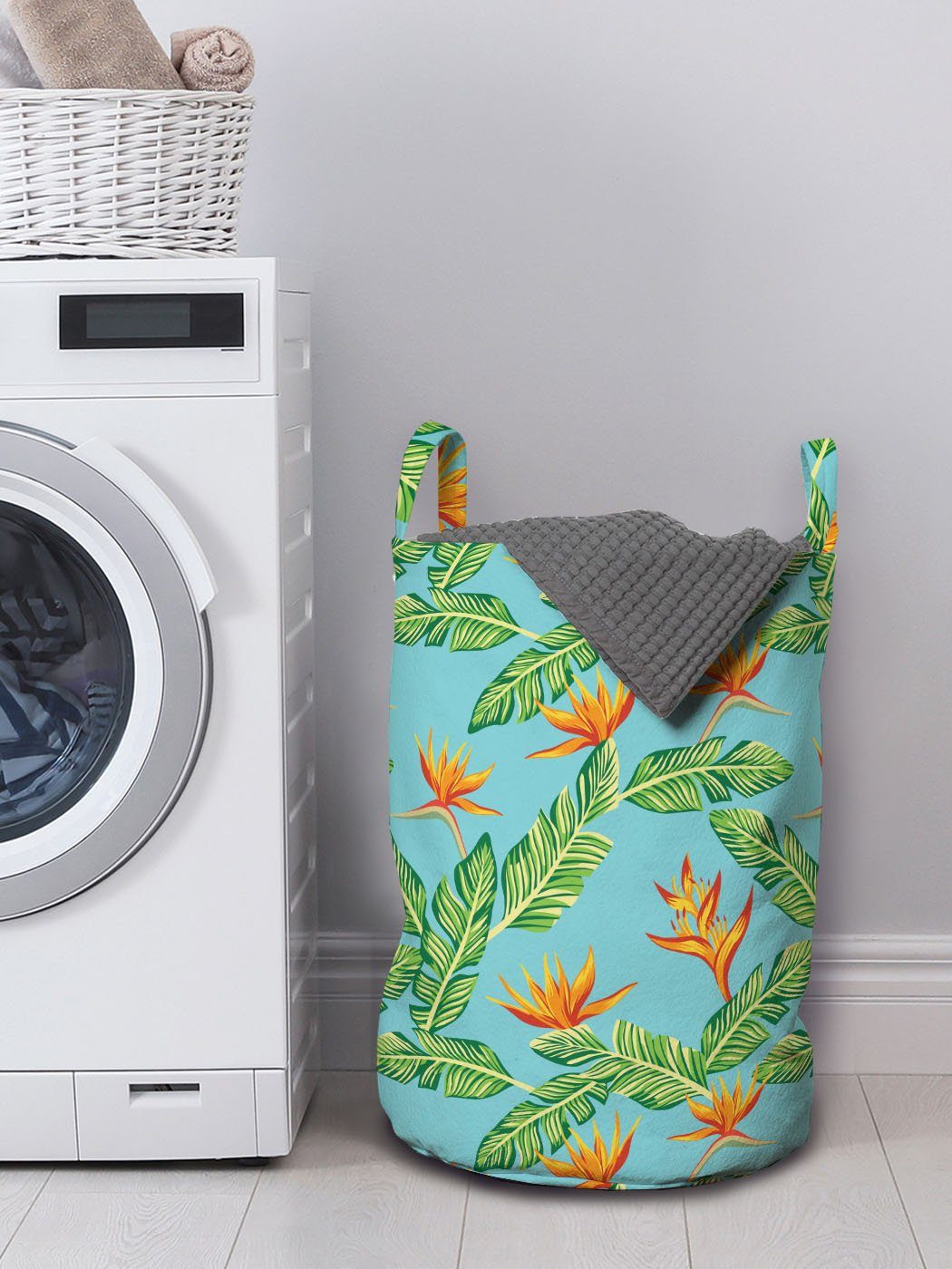 Abakuhaus Wäschesäckchen Wäschekorb mit Griffen Paradiesvogel Waschsalons, für Kordelzugverschluss Tropisch Exotische