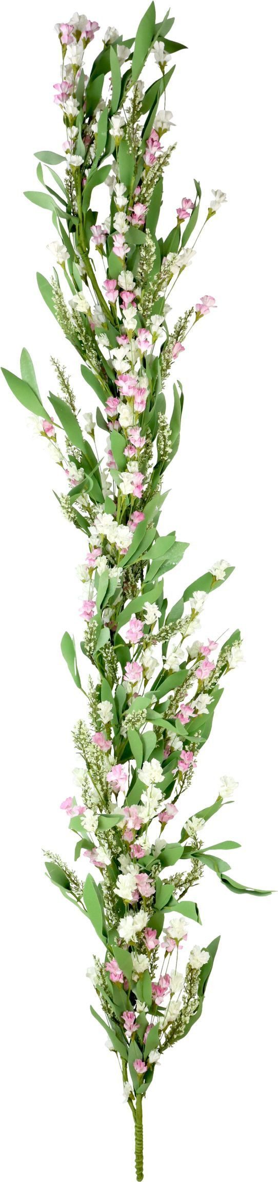 Kunstgirlande, FURNARO, Höhe 150 cm, Girlande Wiesenblumen Farbenfrohe Blüten in Weiß und Rosa 150 cm