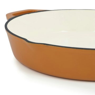 Mahlzeit Bratpfanne Gusseisenpfanne mit Deckel emailliert, Ø 29,5 cm, Sunny Orange, Gusseisen