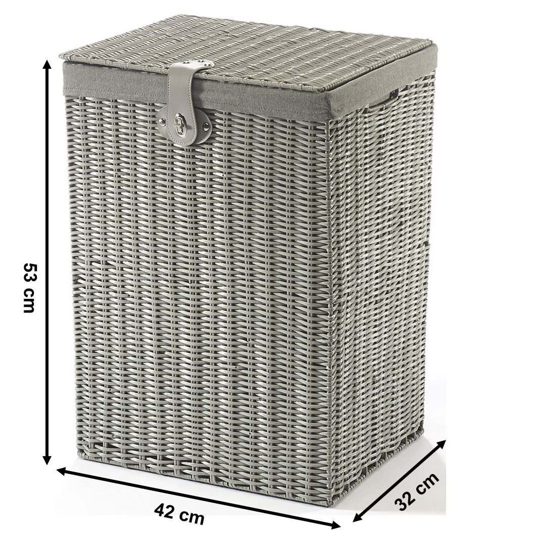 Kobolo Wäschekorb Wäschebehälter aus Kunststoff - grau - mit Textil (mit De günstig online kaufen
