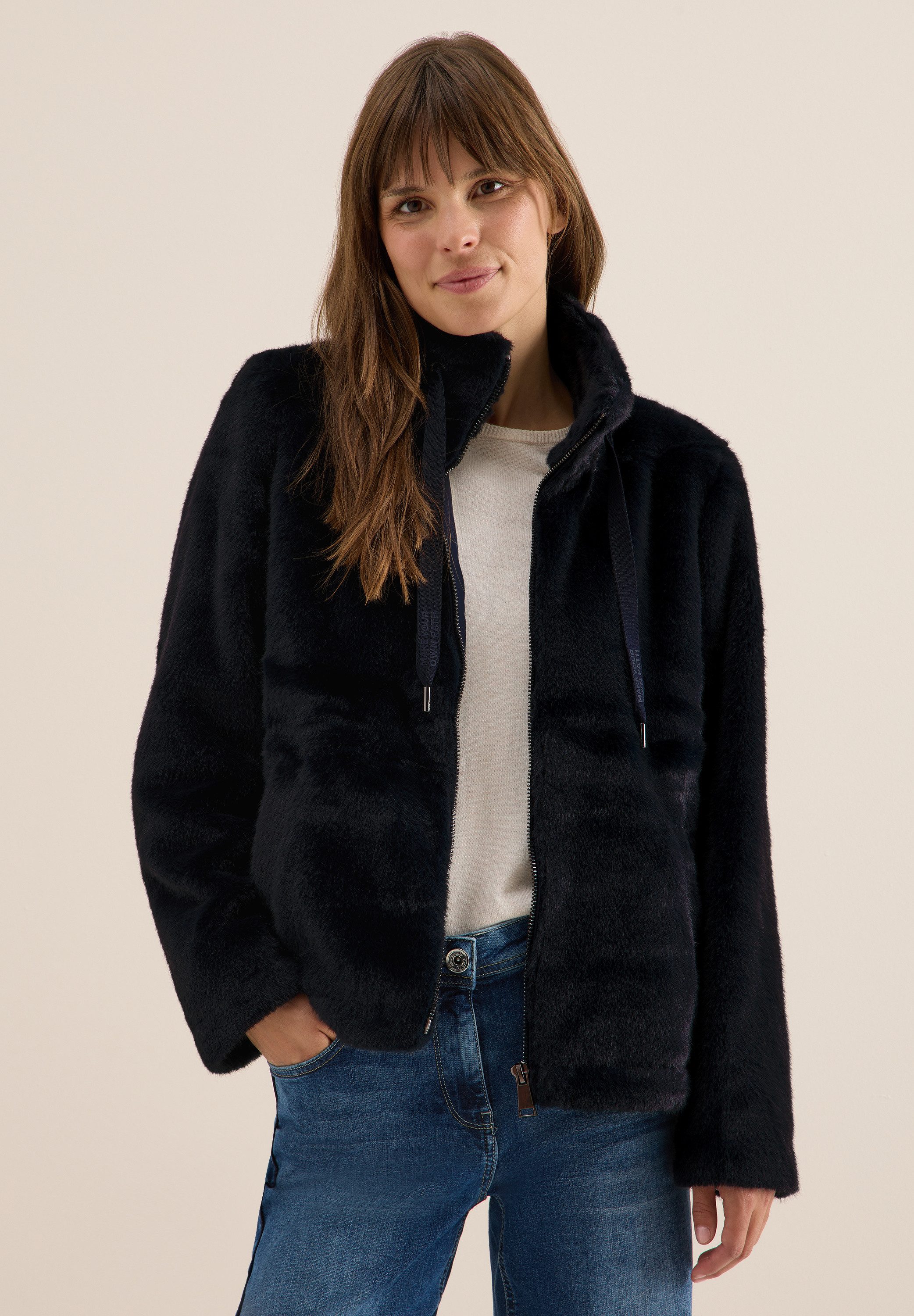 CECIL Fellimitatjacke mit Stehkragen