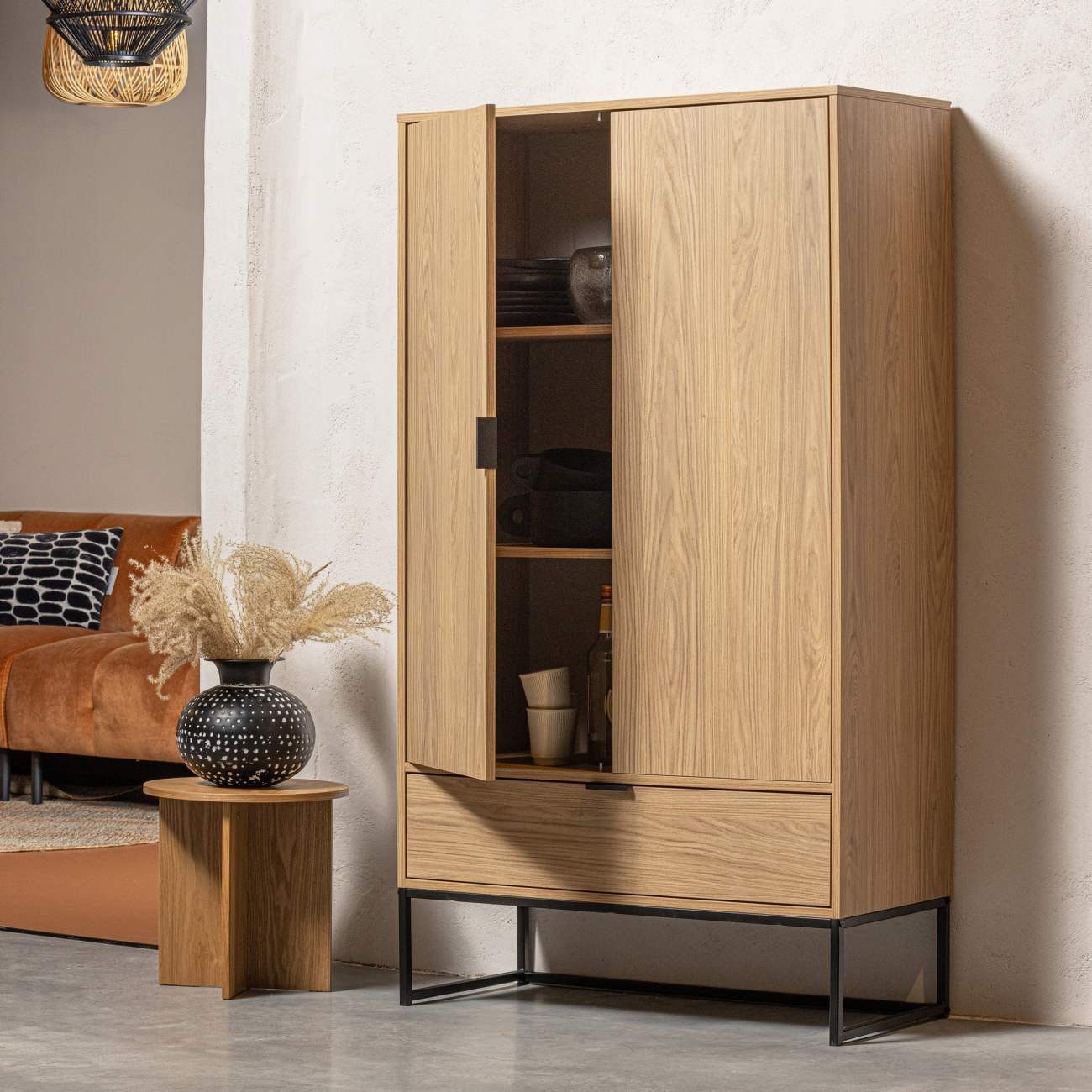 WOOOD Mehrzweckschrank Silas aus Kiefernholz, Natur