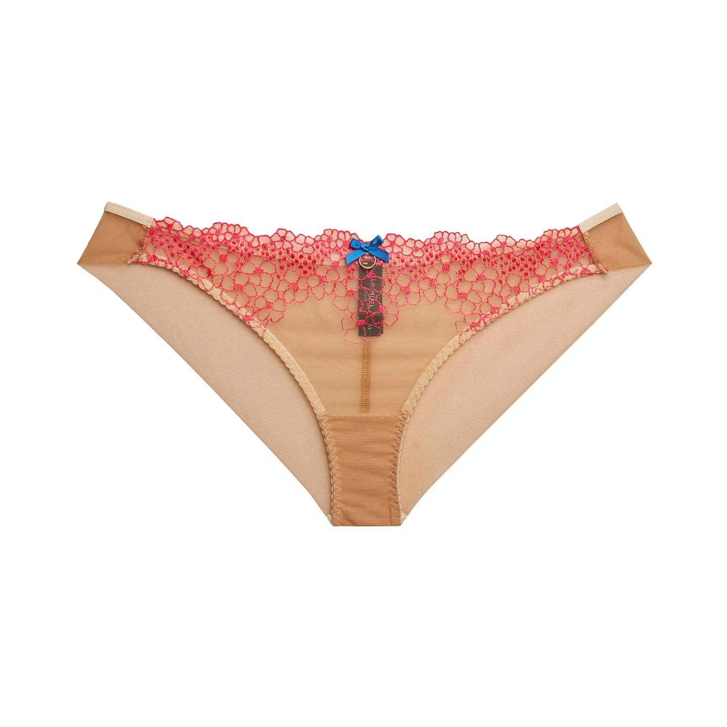 Slip mit leuchtender Stickerei und transparentem Rückenteil