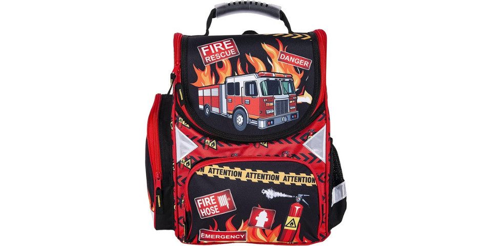 GOLDKIDS Schulranzen Schulrucksack (Feuerwehr Firefighters Motiv ergonomischer, 1-tlg., Ranzen Tornister Rucksack Schulltasche), Jungen Mädchen inkl. Regenschutz