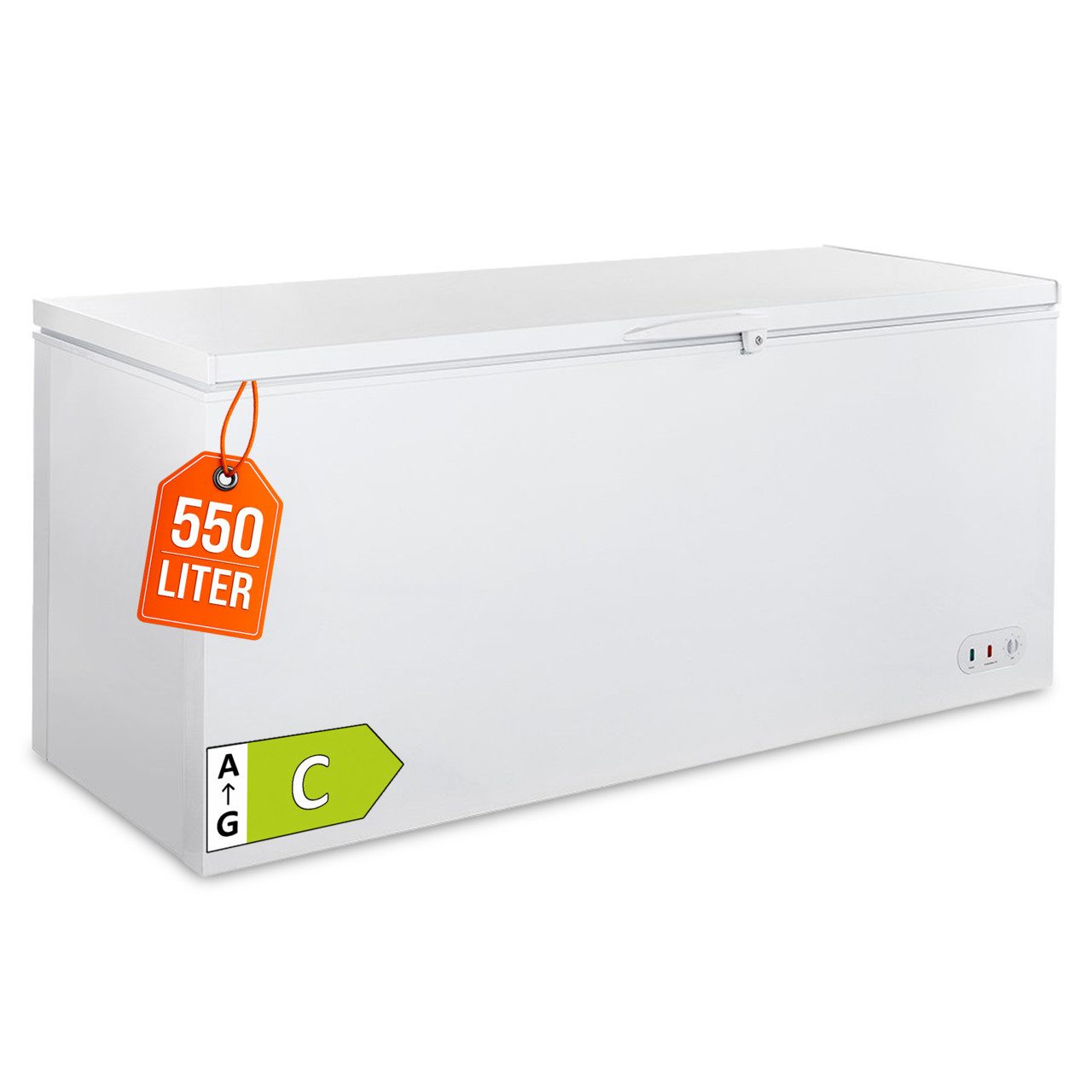 GastroHero Gefriertruhe Tiefkühltruhe ECO 650, 550L, Klappdeckel, abschließbar, Gastro TKTE650, 181.5 cm breit, Energieeffizienzklasse C, höhenverstellbare Füße, Gefriertruhe