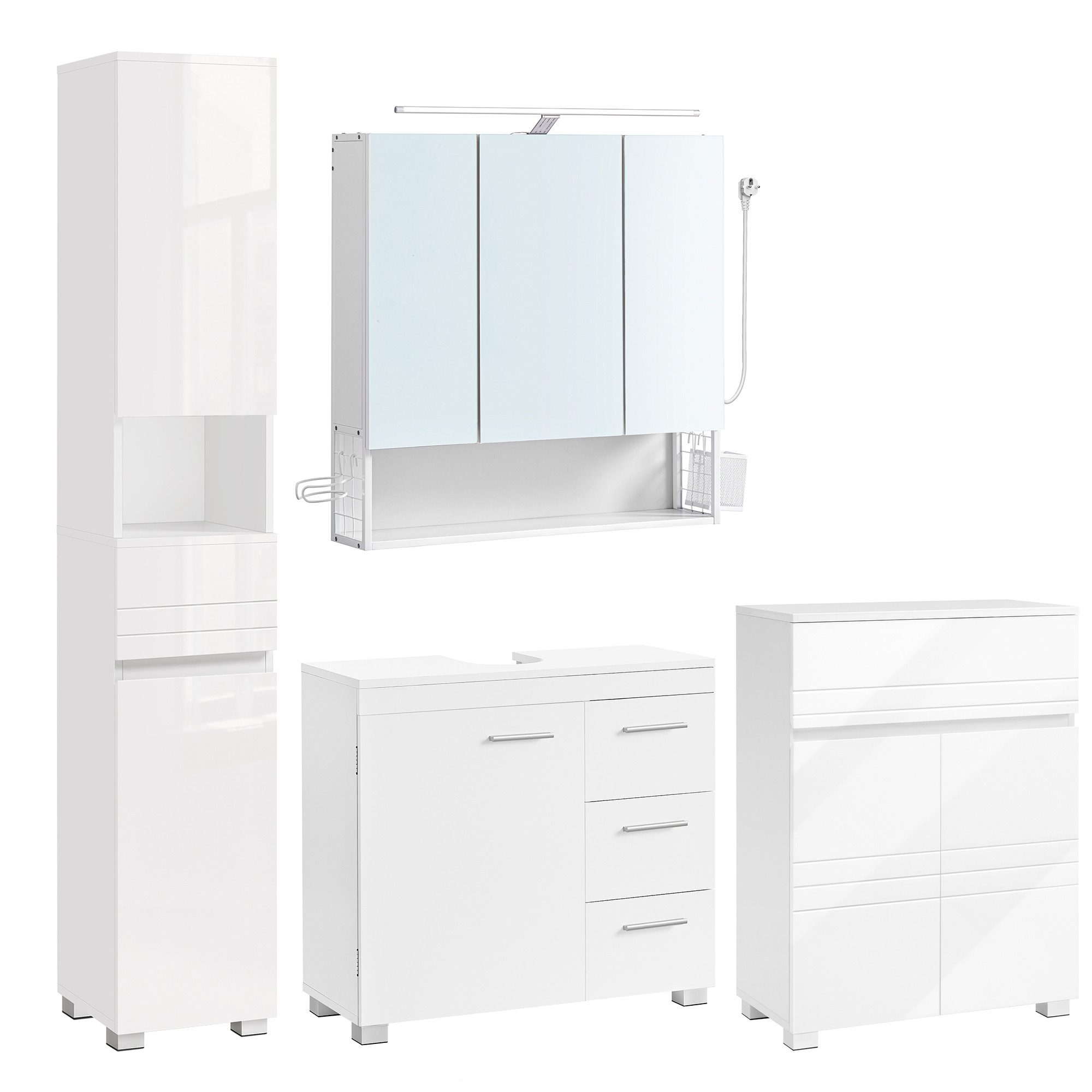 VASAGLE Badmöbel-Set Badezimmerschrank, (4er Set), verstellbare günstig online kaufen