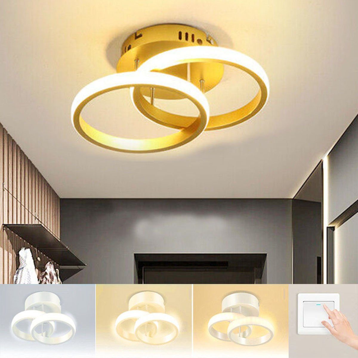 LETGOSPT Deckenleuchte 18W LED Deckenlampe Aluminium, Schlafzimmerlampe Runde aus