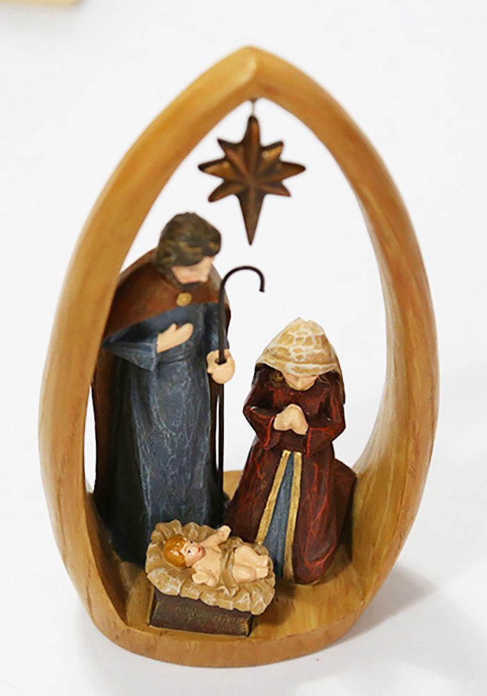 Fanci Home aus Advent ca. Familie Weihnachtsdeko Handbemalte heilige W2 Dekoration (1-tlg), Krippe Krippe 22,5cm Holz