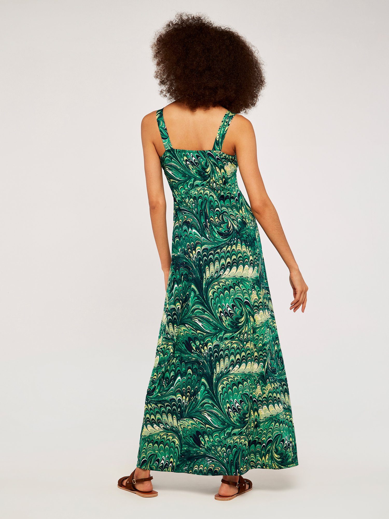 Apricot Maxikleid Marmoriertes Maxikleid (1-tlg) mit Taillenband günstig online kaufen