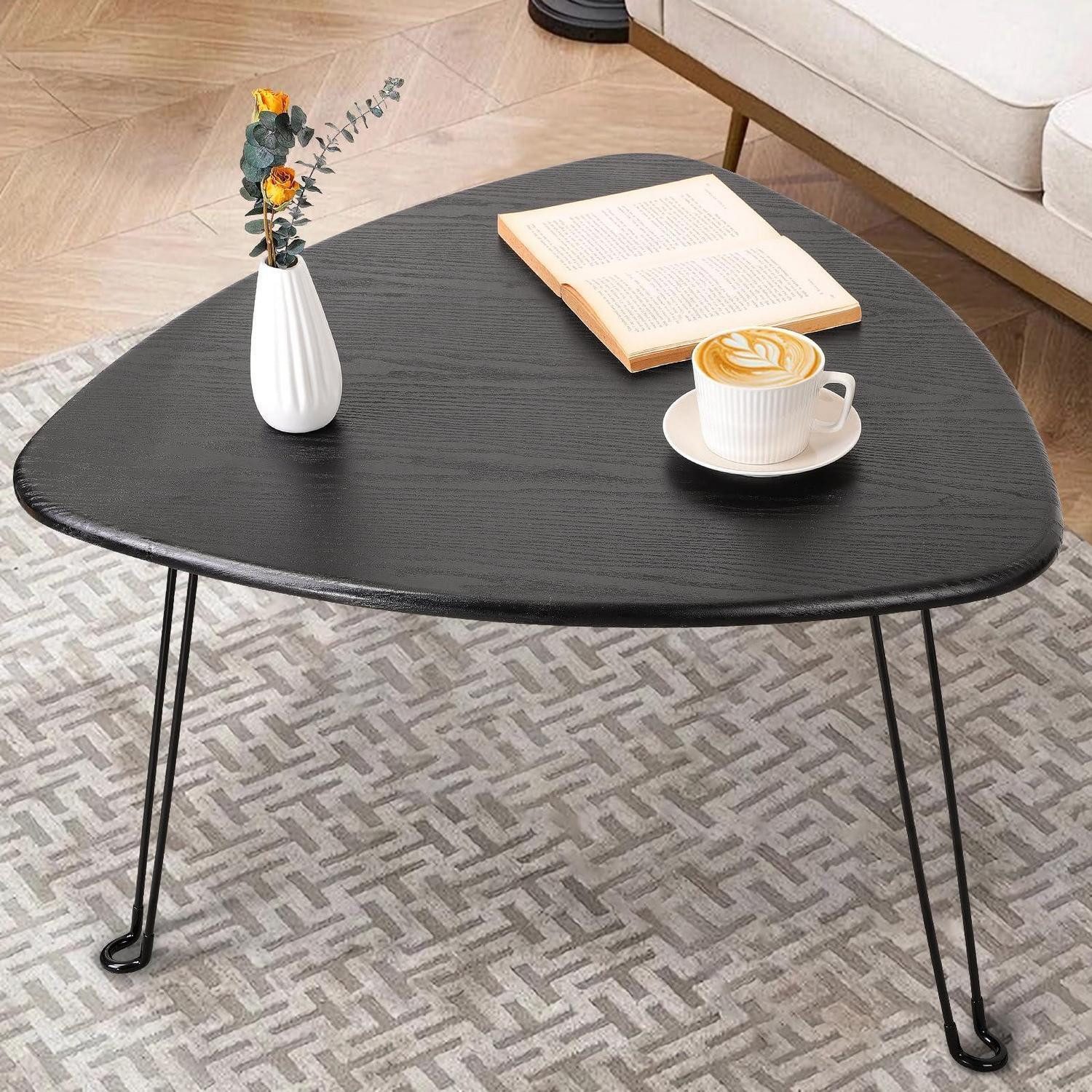 LuxusKollektion Couchtisch Dreieckiger Couchtisch Holz Schwarz (1-St)