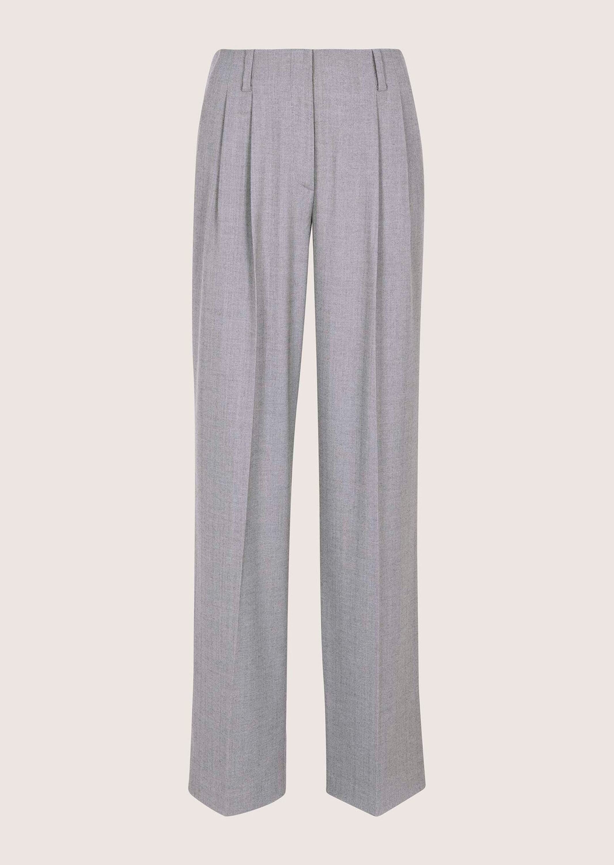 Stoffhose Fischgrathose mit weitem Schnitt