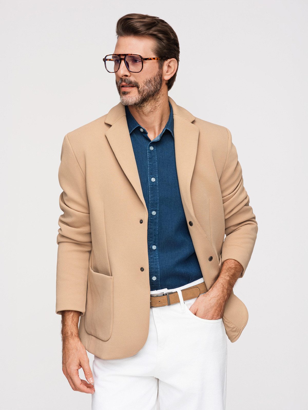 Sakko mit Kapuze Herren Blazer mit abnehmbarer Kapuze Casual Coffee XXL