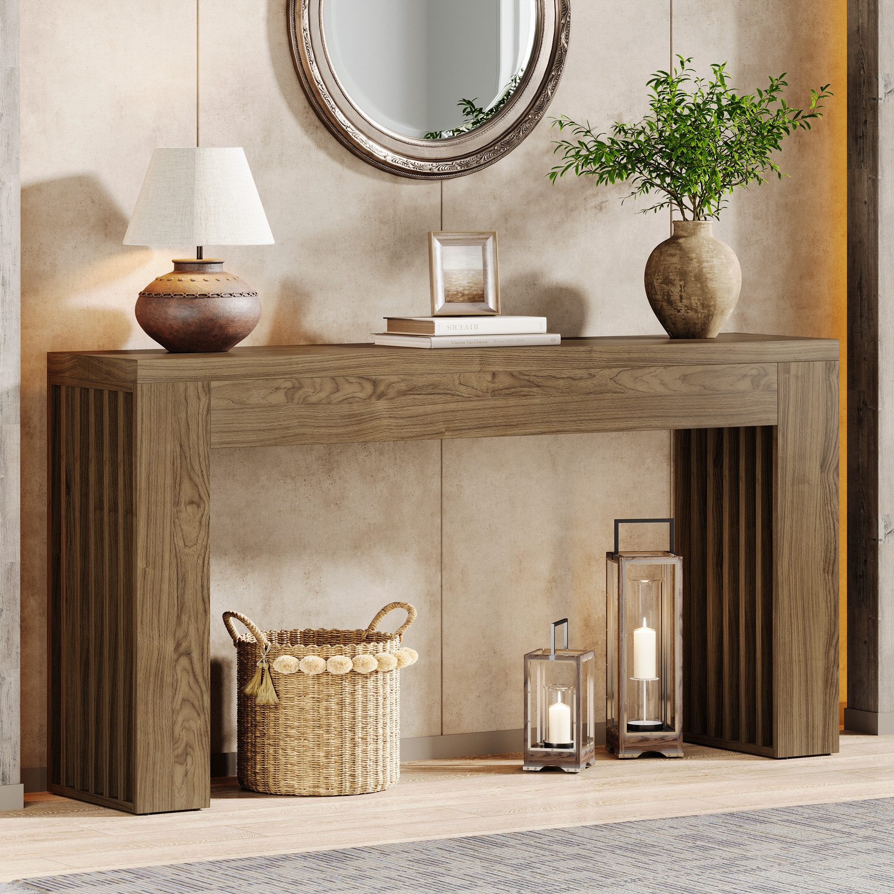 Tribesigns Konsolentisch rechteckiger Sofatisch hinter der Couch, Bauernhof günstig online kaufen