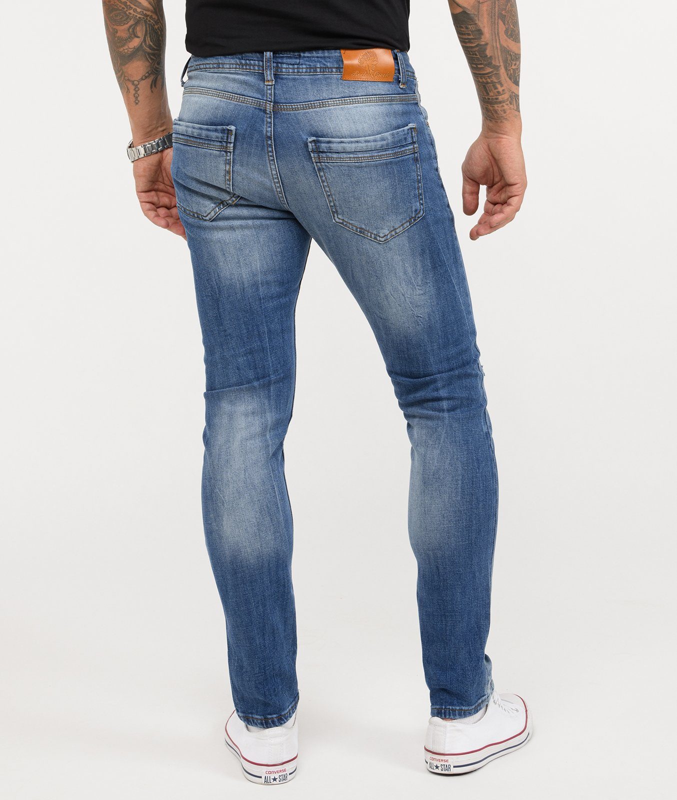 Rock Creek Slim-fit-Jeans Herren Jeans Stonewashed Hellblau RC-2162 – Bild 3 von 5