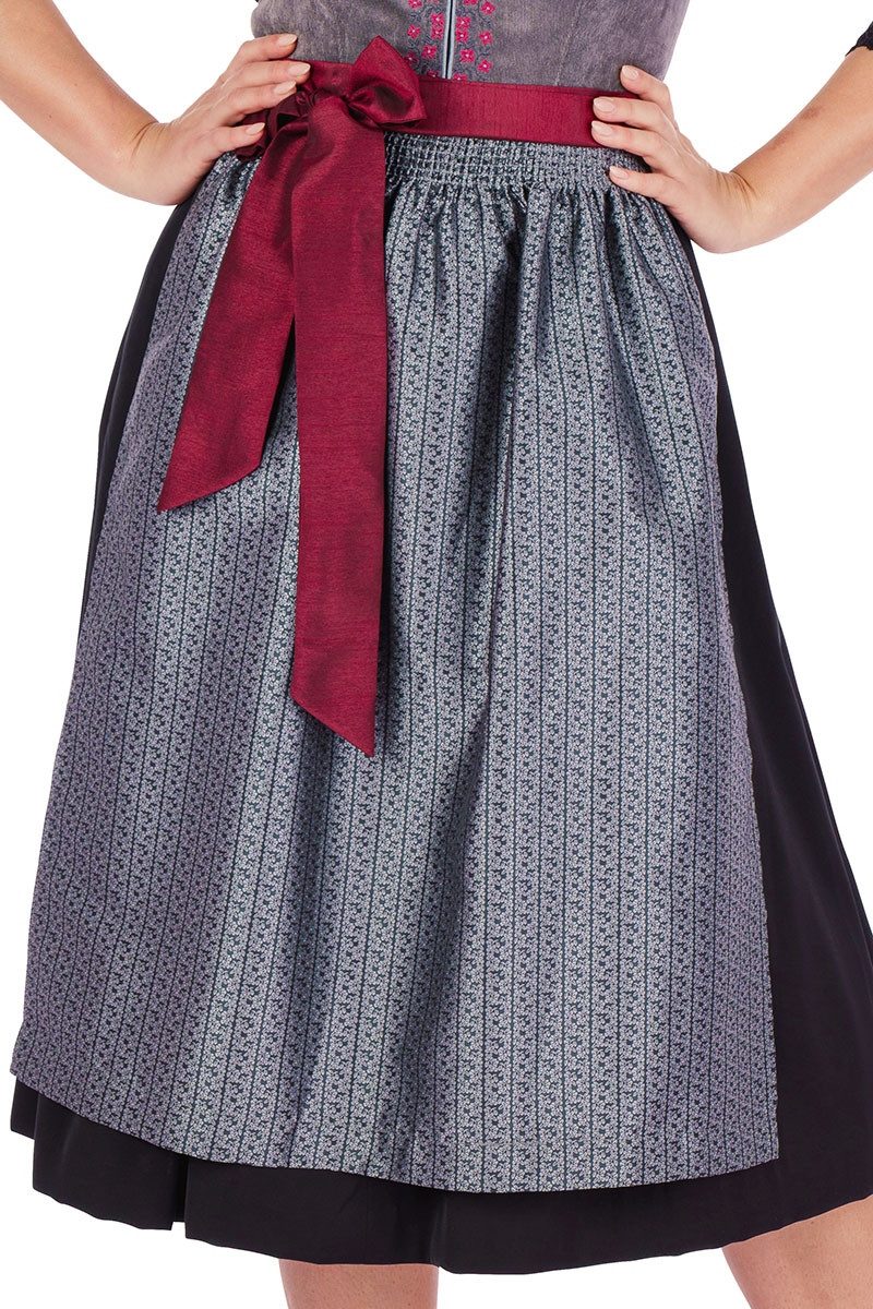 Spieth & Wensky Dirndl Cord Dirndl 2tlg. - ASTRID - grau/schwarz/rot – Bild 5 von 5