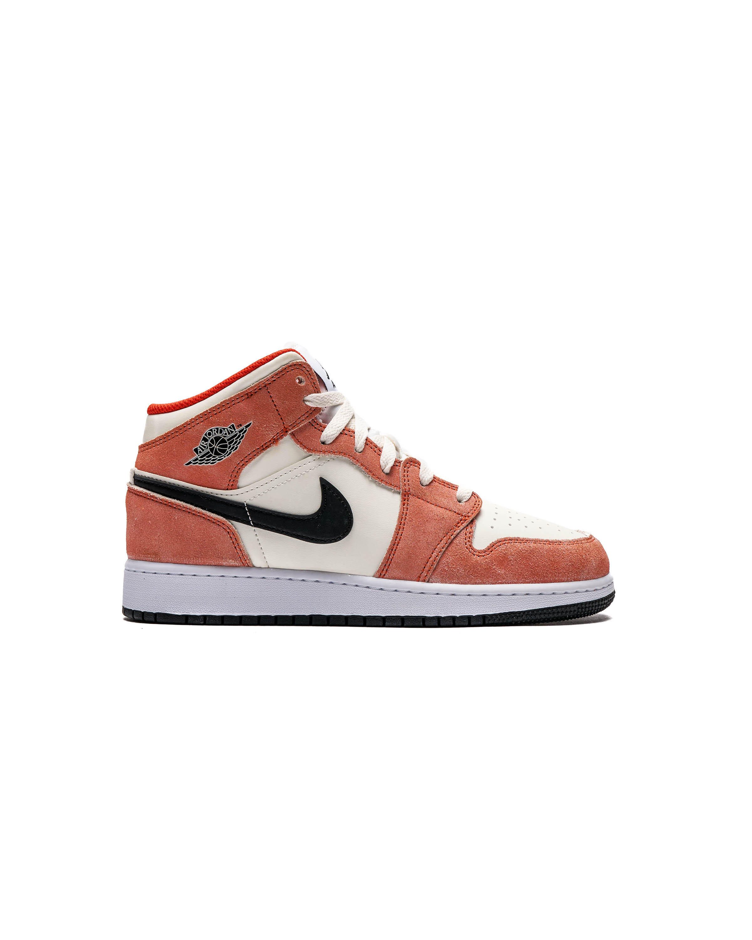 Nike Air Jordan 1 Mid SE White Orange Suede Damen Sneaker