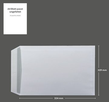 Blanke Briefhüllen Briefumschlag Versandtaschen - Weiß ~229 x 324 mm (DIN C4), 120 g/qm Offset, Ohne