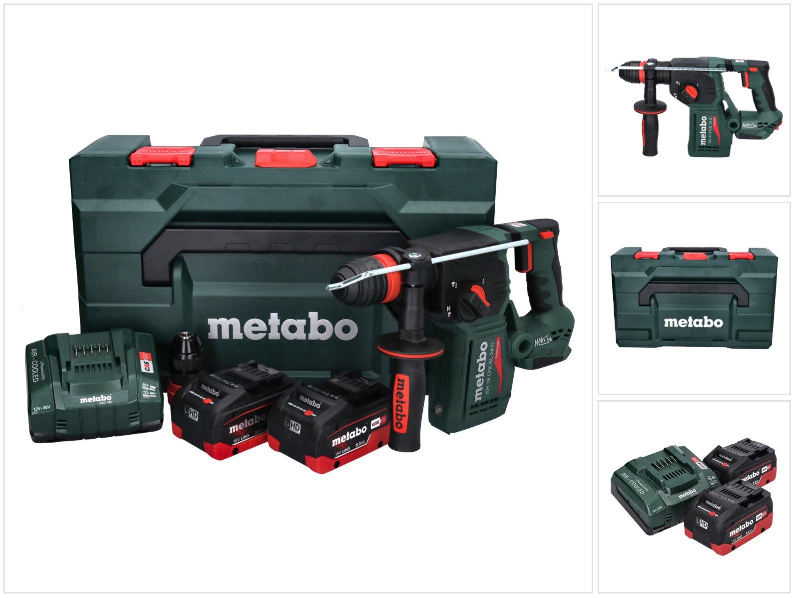 metabo Akku-Kombibohrhammer KH 18 LTX BL 24 Q Akku Kombihammer 18 V 2,2 J + 2x Akku 8,0 Ah