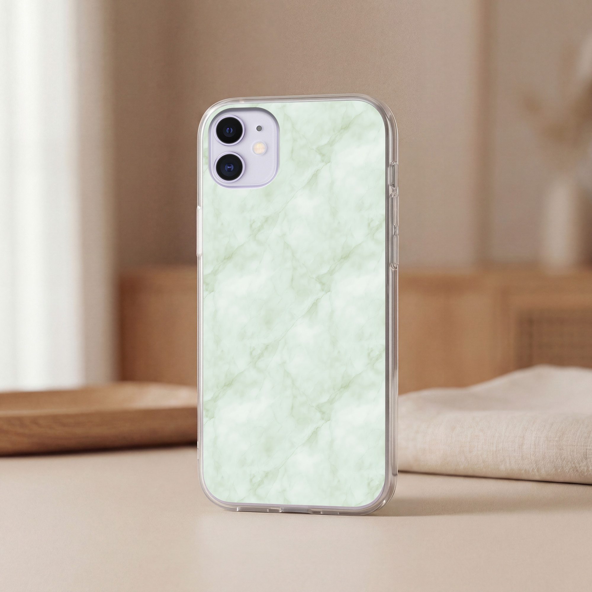MuchoWow Handyhülle für Apple iPhone 11 Grün - Marmor - Fließende Adern, Smartphone-Bumper, Print, Handy Schutzhülle Dünn
