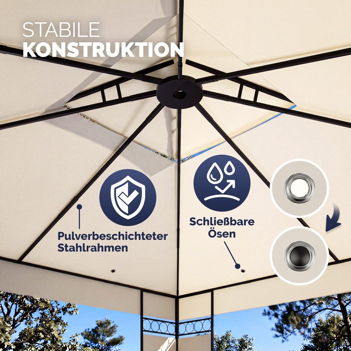 Casaria Pavillon Lorca, 3x3m UV-Schutz 50+ Wasserabweisend Stabil Robust Metall