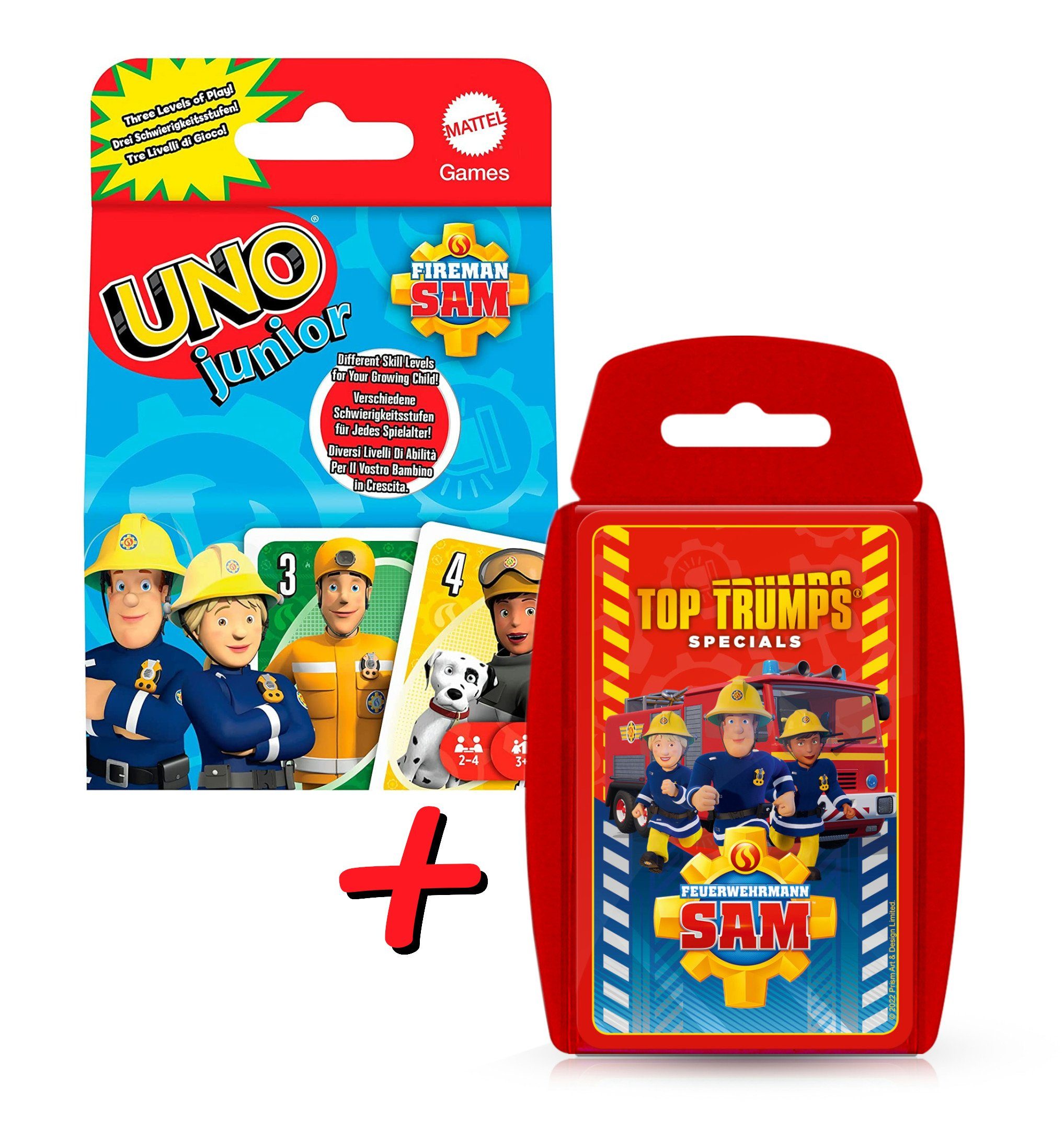 Winning Moves Spiel Feuerwehrmann Sam Kartenspiel-Set - UNO + Top Trumps, Kartenspiel