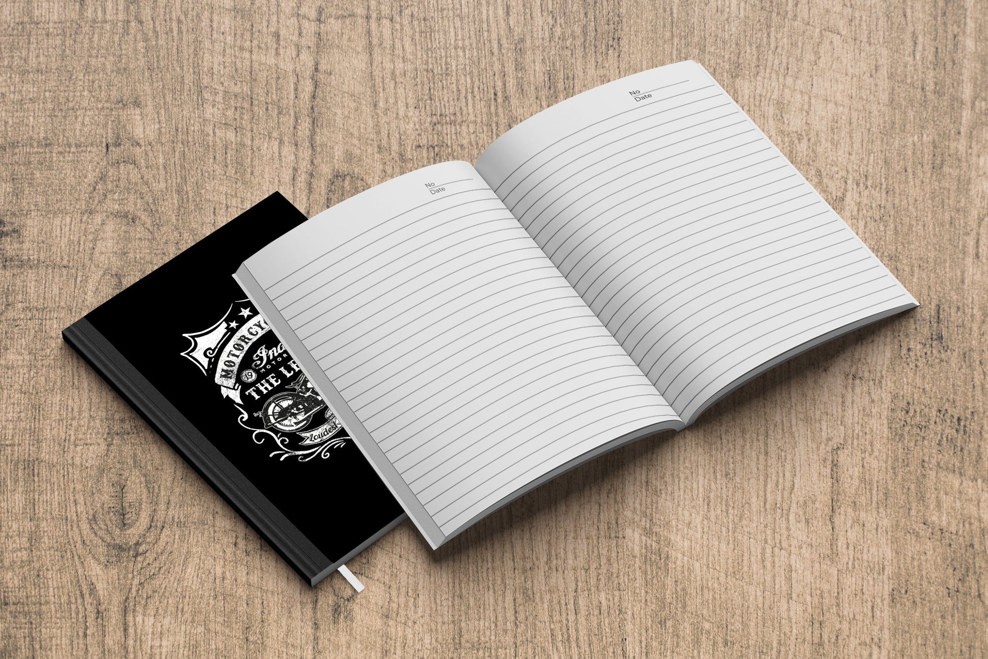 MuchoWow Notizbuch Merkzettel, Retro-Illustration Tagebuch, Notizheft, einen Motorradclub A5, Hintergrund, für schwarzem Journal, Seiten, auf Haushaltsbuch 98