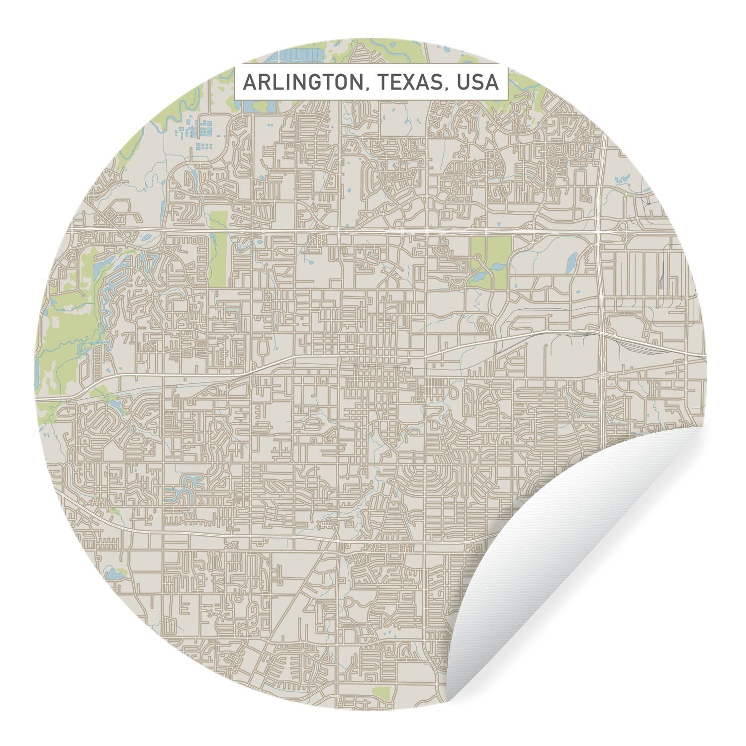 MuchoWow Wandsticker Eine Illustration der Karte von Arlington (1 St), Tapetenkreis für Kinderzimmer, Tapetenaufkleber, Rund, Wohnzimmer