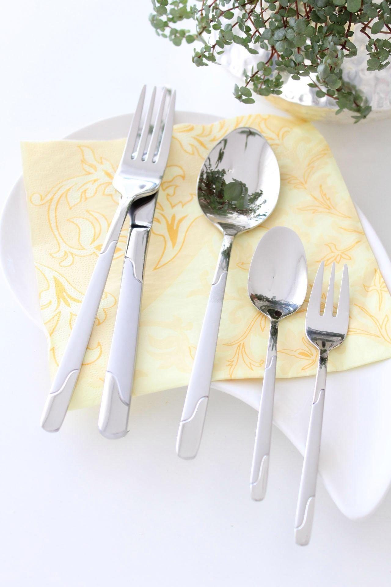 Mulex Besteck-Set Seattle (30-tlg), 6 Personen, Edelstahl 18/10, teilsatiniert