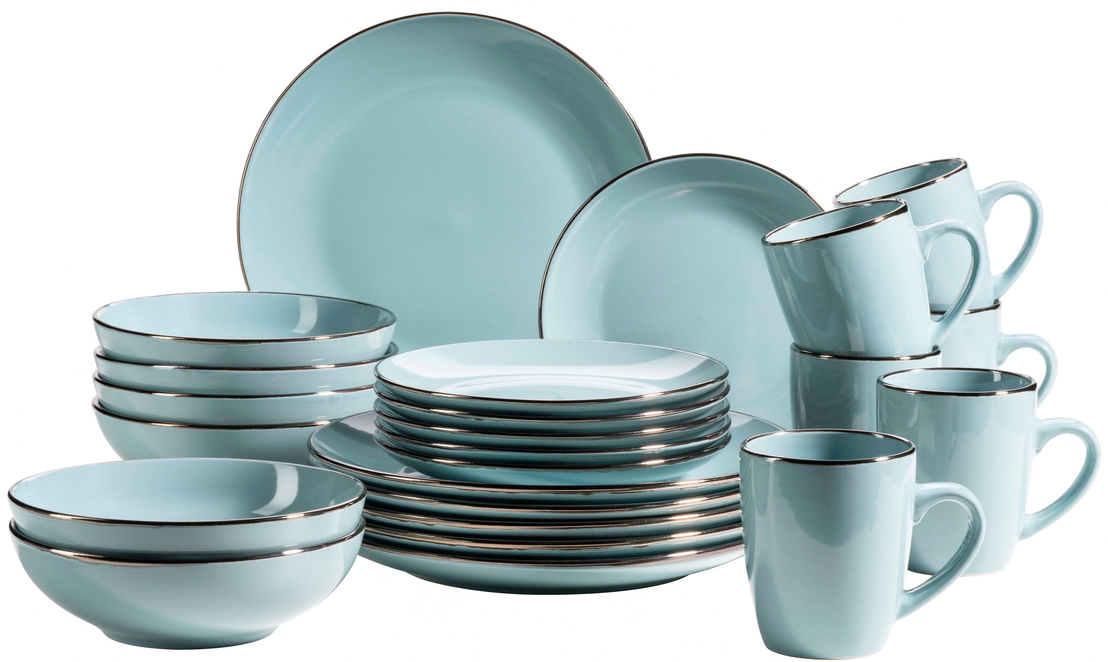 Kombiservice Geschirr-Set, Service Metallic Rim