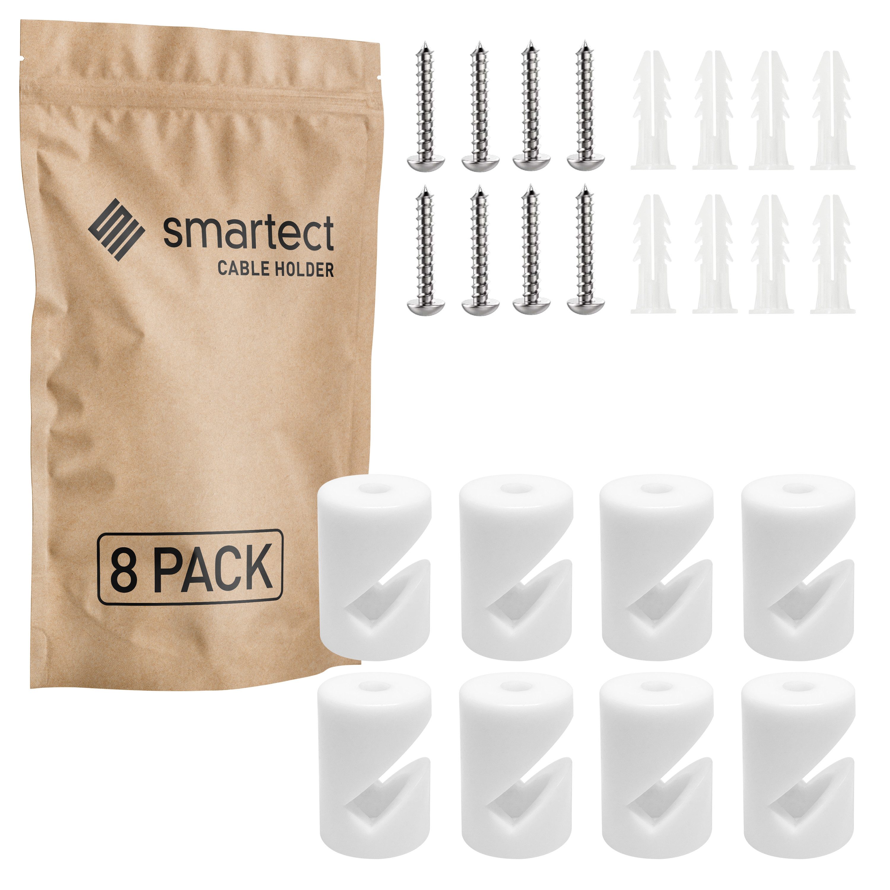 smartect Kabelzubehör Wand- & Deckenpins zum Einhängen für Lampenkabel, (Set, 8-tlg., Lampenaufhängung für Textilkabel)