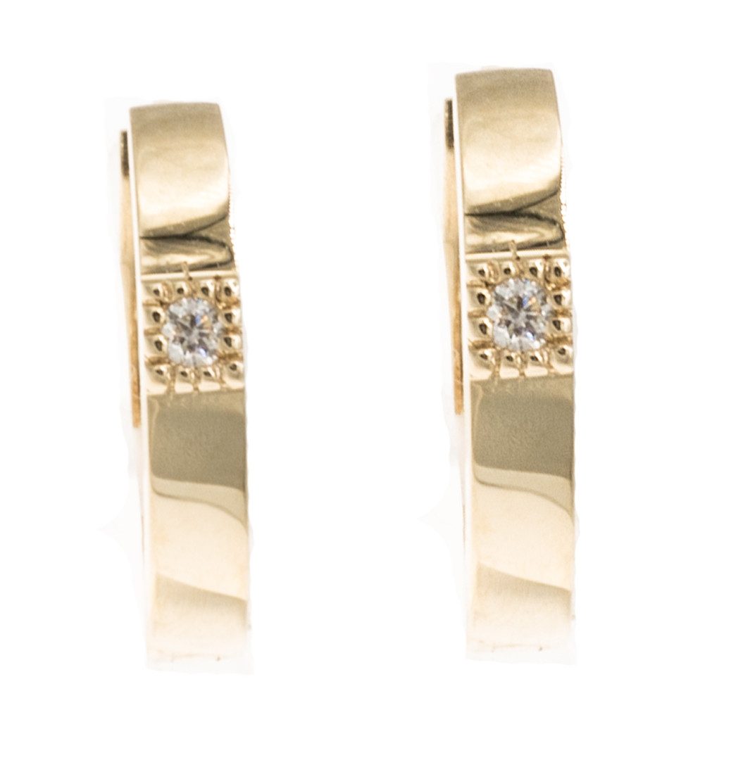 Bella Carina Klappcreolen Klapp Creolen aus 585 Gold 14 Karat mit einem Brillanten, 585 Gold 14 Karat