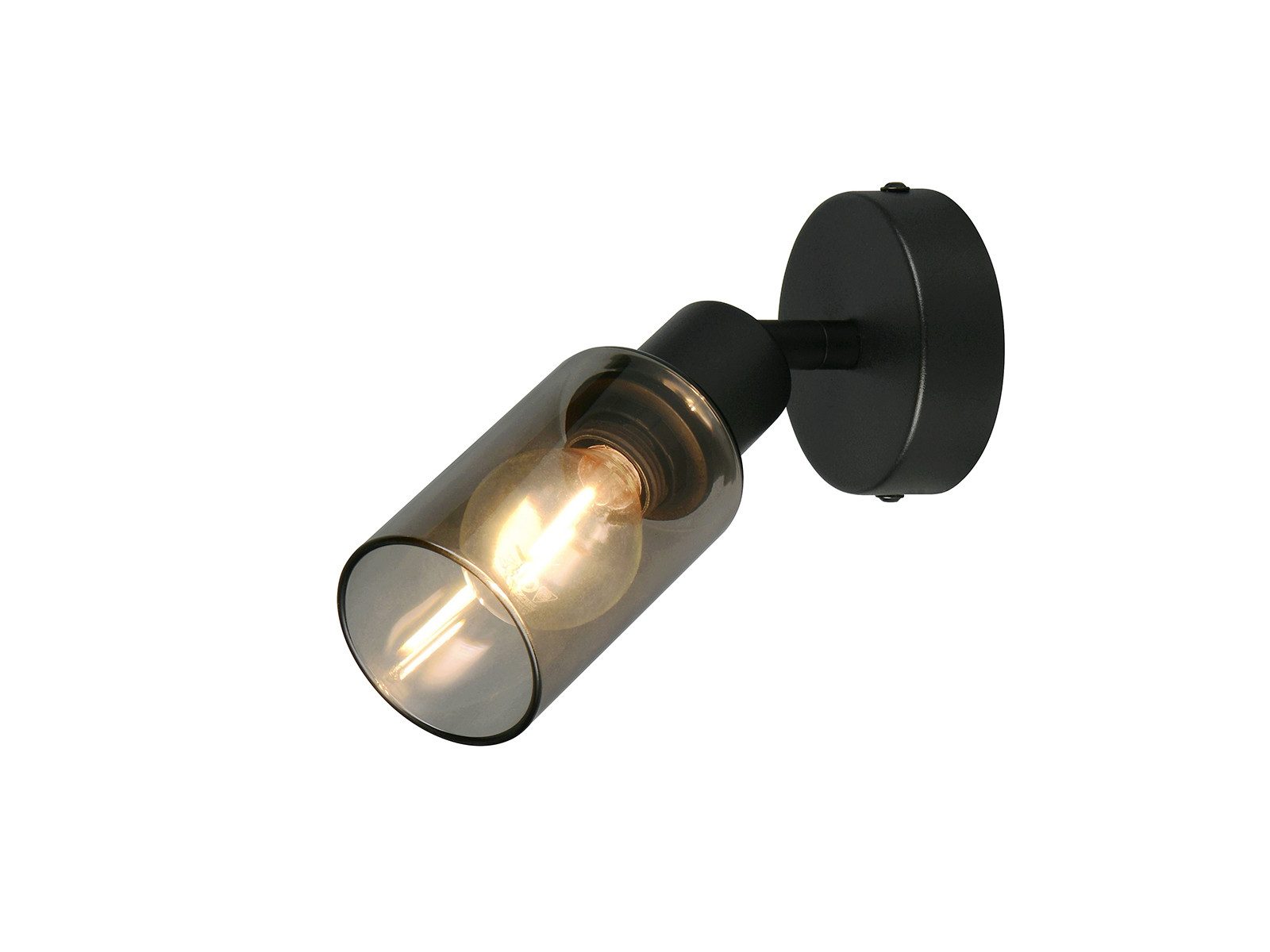 Reality Leuchten LED Wandstrahler mit Rauchglas Lampenschirm, Höhe 17,5cm, Dimmfunktion, LED wechselbar, Warmweiß