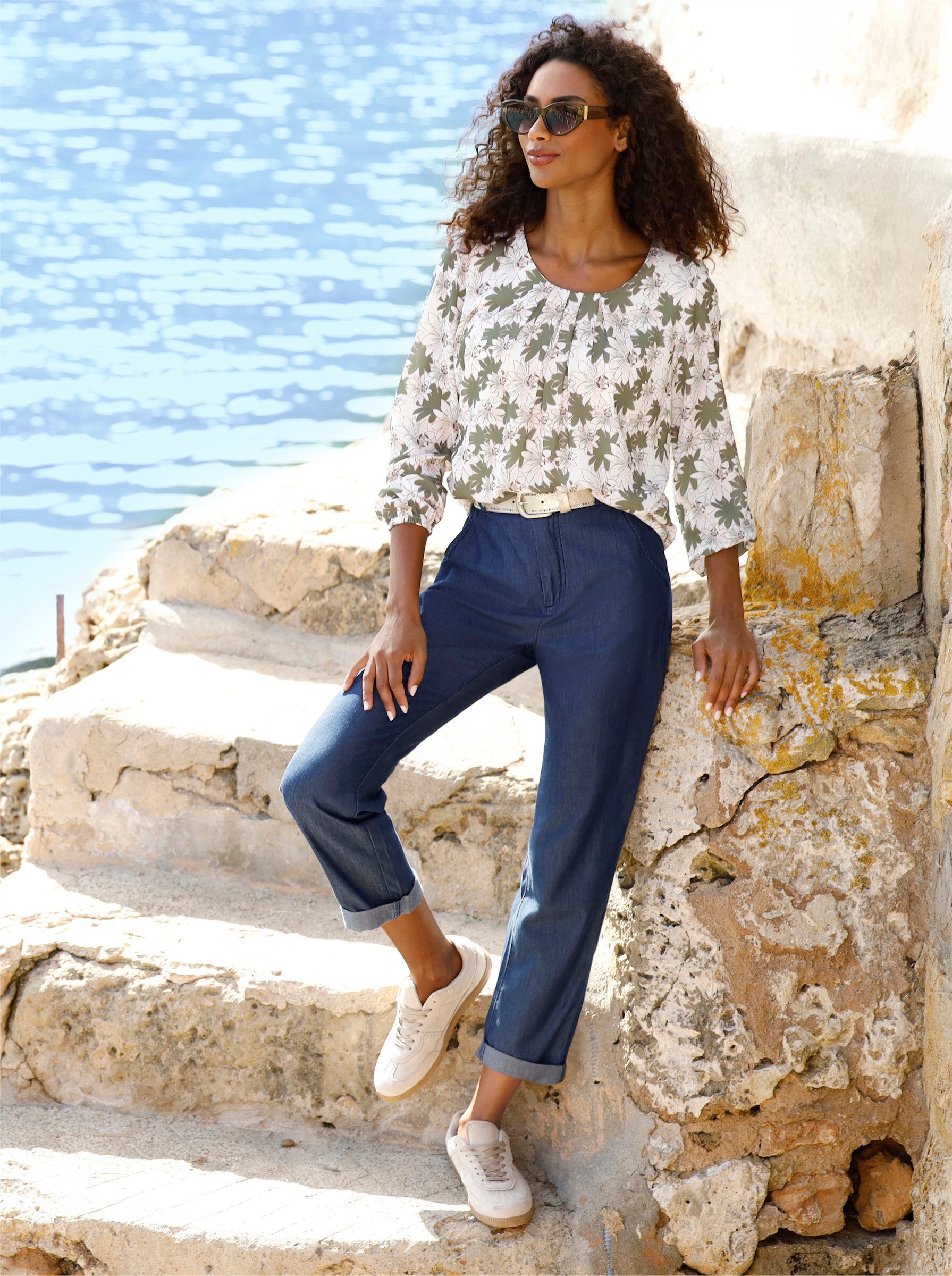 heine Klassische Bluse Druckbluse Langarm