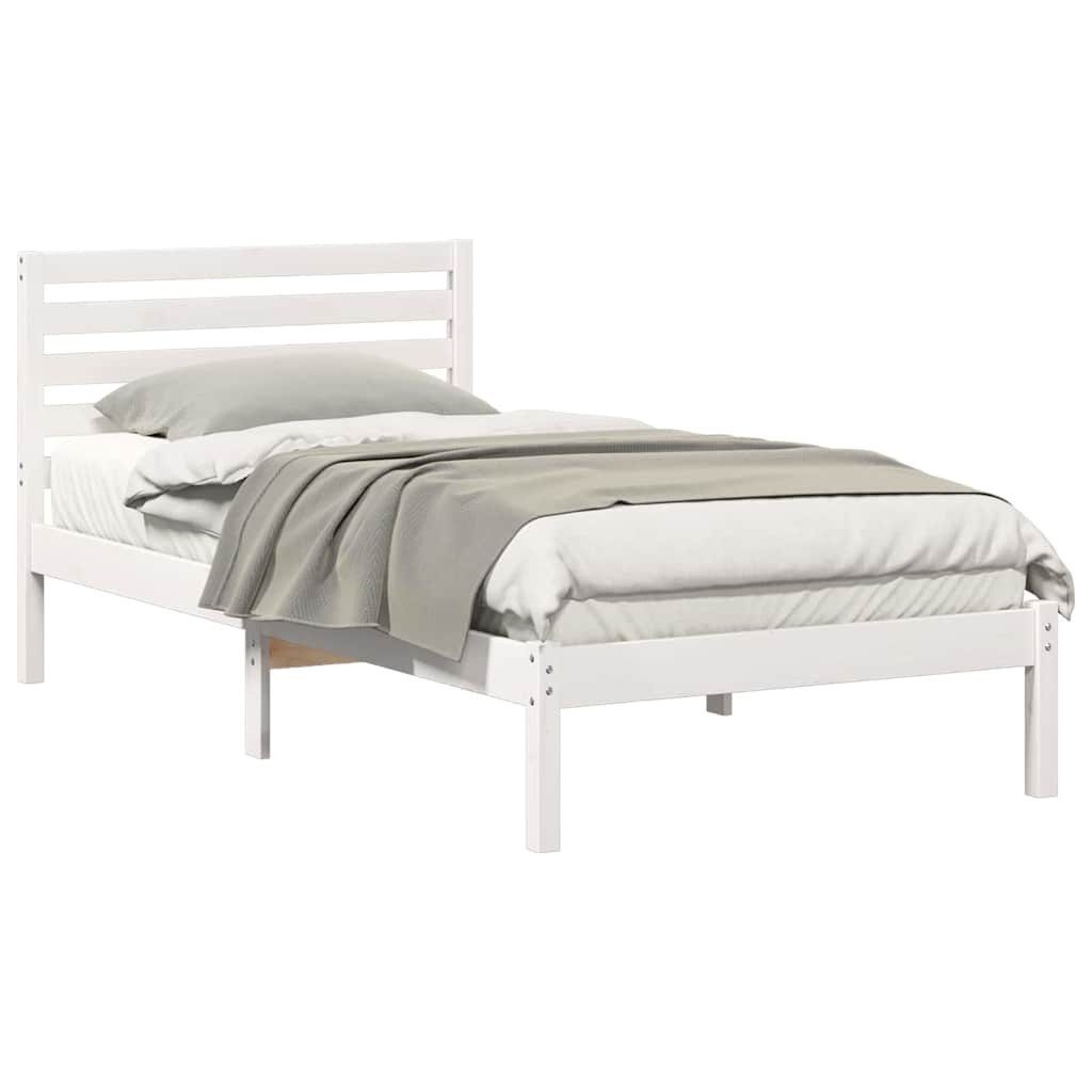 vidaXL Bett Bettgestell mit Kopfteil Weiß günstig online kaufen