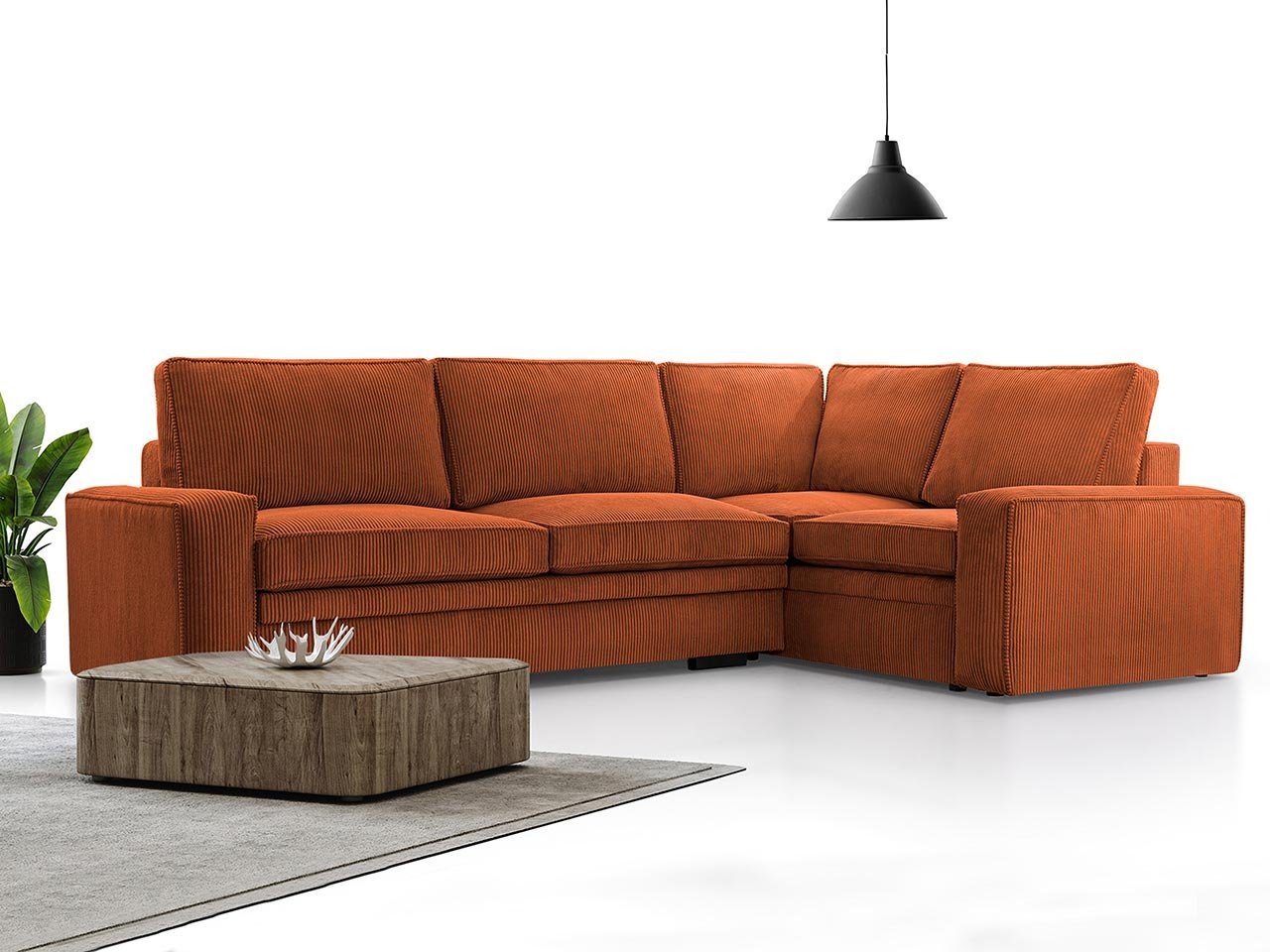 MKS MÖBEL Ecksofa ALTEA, zum Wohnzimmer mit Schlaffunktion und Bettkasten, L - Form Couch Orange Lincoln