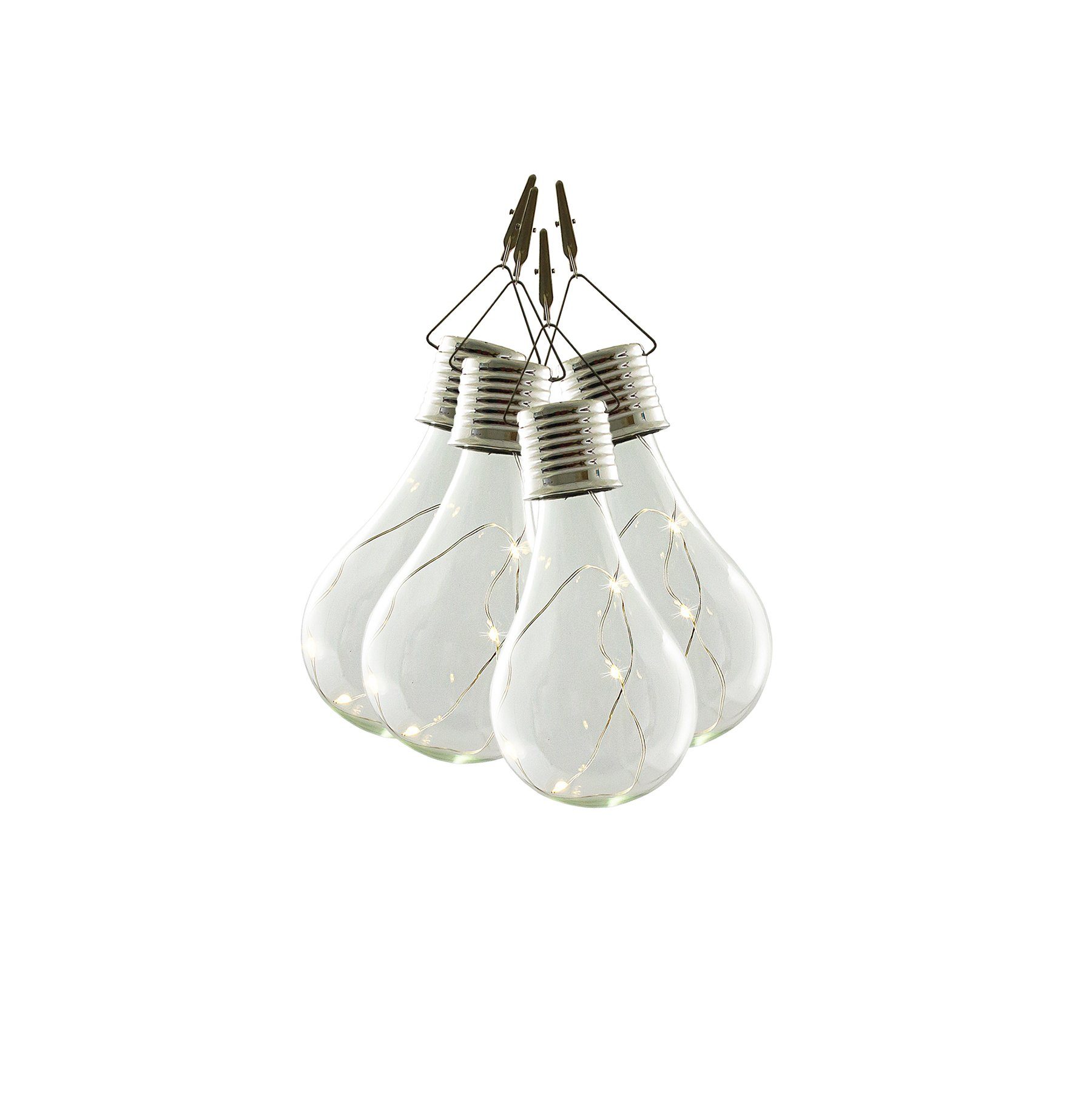 BigDean Hängeleuchten 4x Hängelampe Solar Glühbirne Micro LED Lichterkette Pendelleuchte, ohne Leuchtmittel