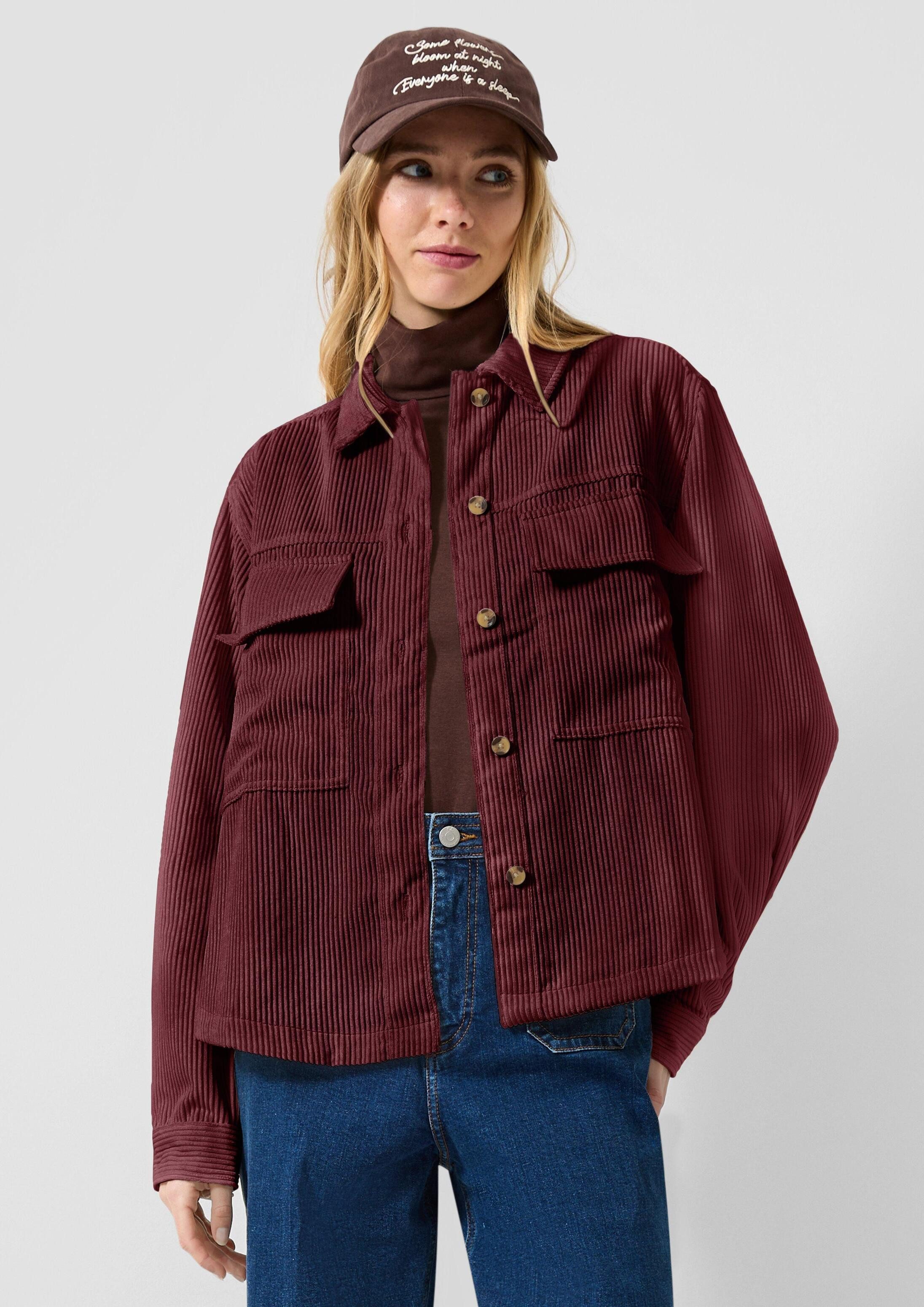 QS Hemdjacke Bluse Cord-Overshirt