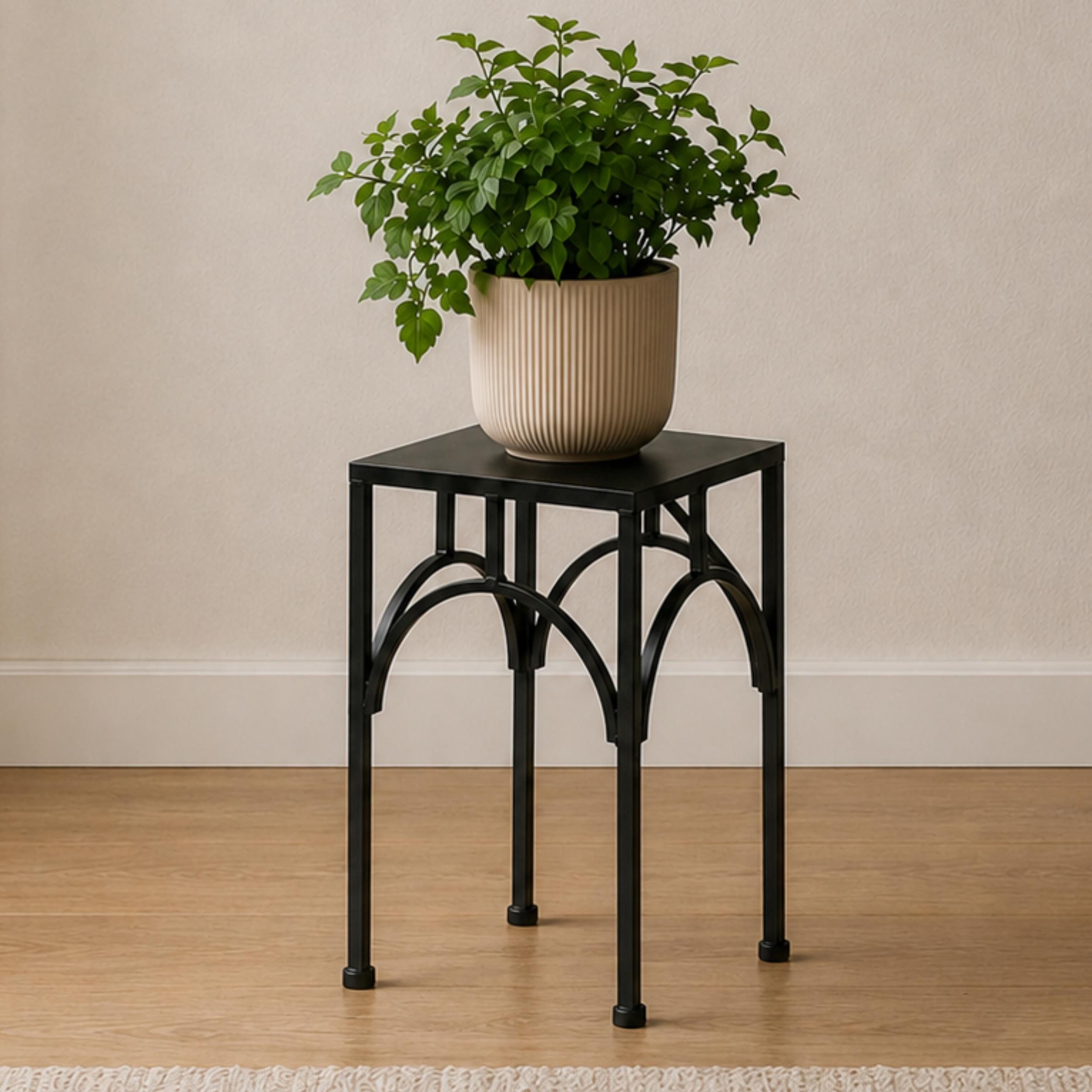 DanDiBo Blumenhocker Metall Schwarz Eckig 38 - 28 cm Beistelltisch 96449