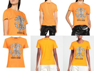 roberto cavalli T-Shirt ROBERTO CAVALLI RC LYNX-PRINT MONOGRAM COTTON T-SHIRT TOP LOUNGE ICONI