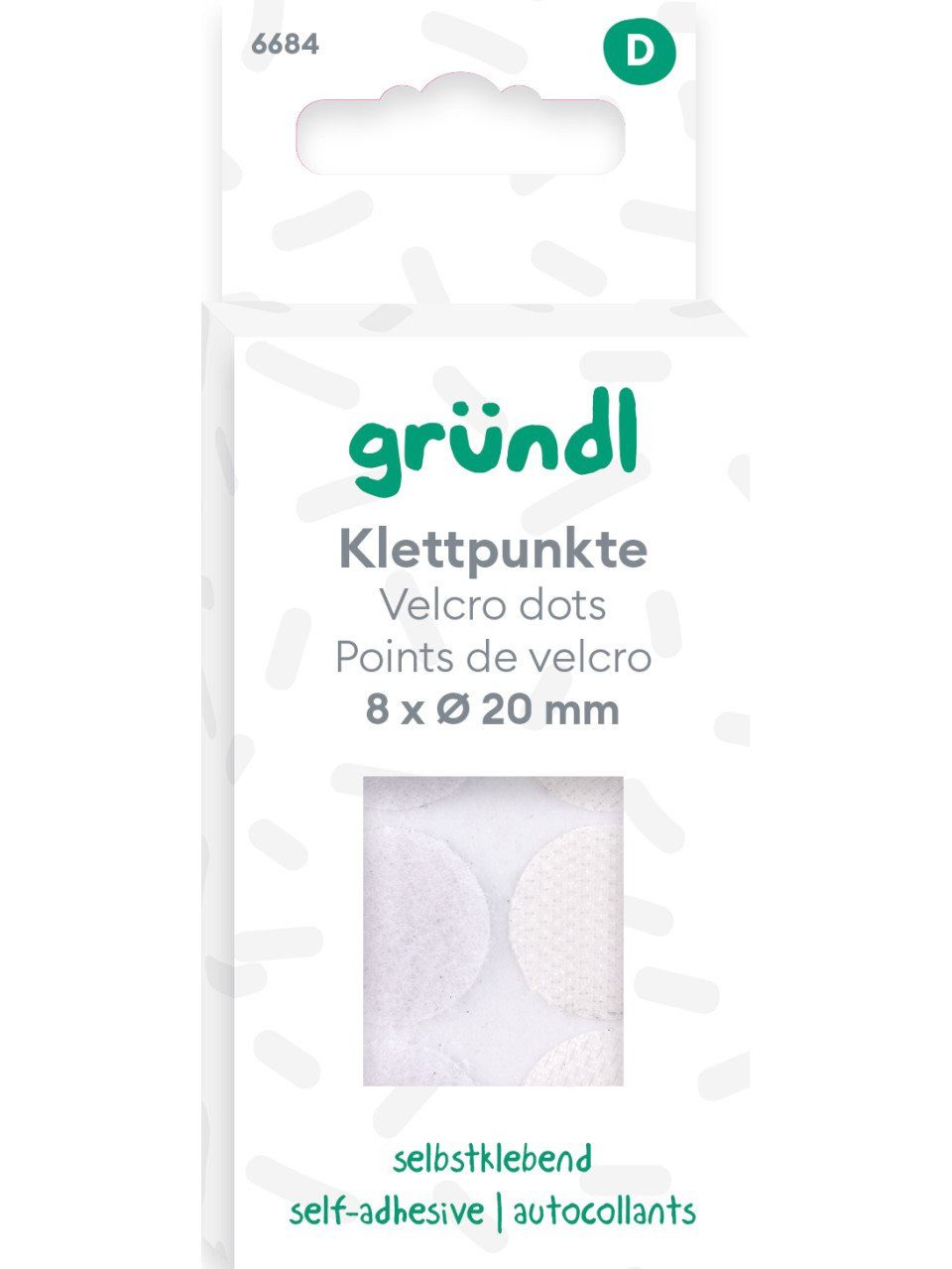 Bastelnaturmaterial Gründl Klettpunkte selbstklebend 8 x Ø 20 mm weiß