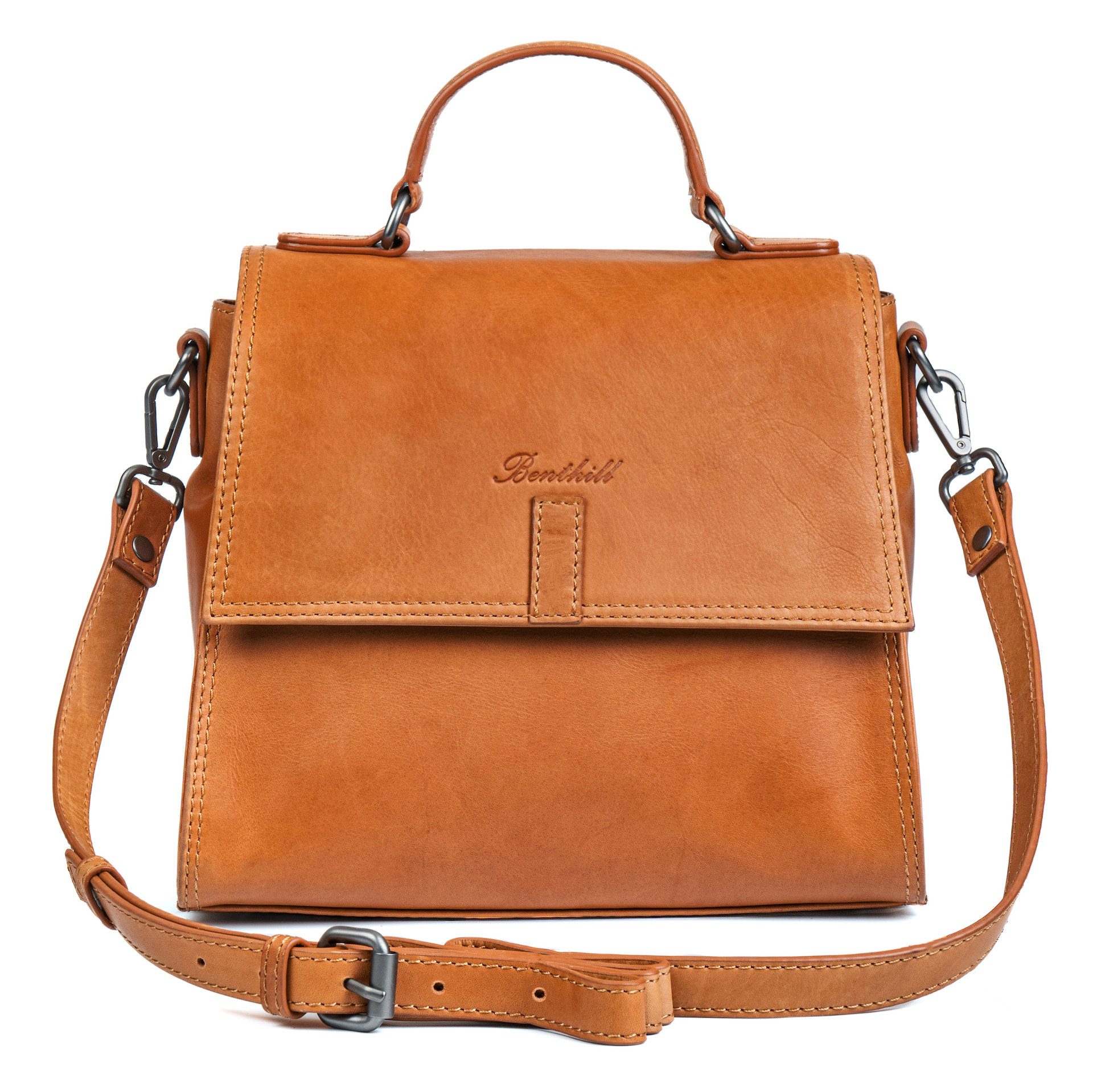 Benthill Henkeltasche Damen Echt Leder Henkeltasche Kleine Tasche Frauen Handtasche Bag, Reißverschlussfach