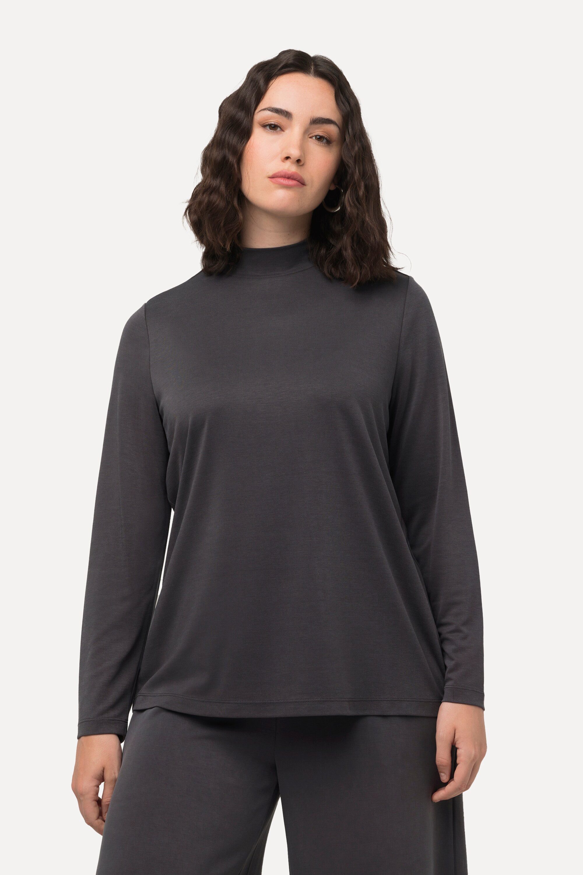Longsleeve Shirt Stehkragen Classic Langarm Modalmix