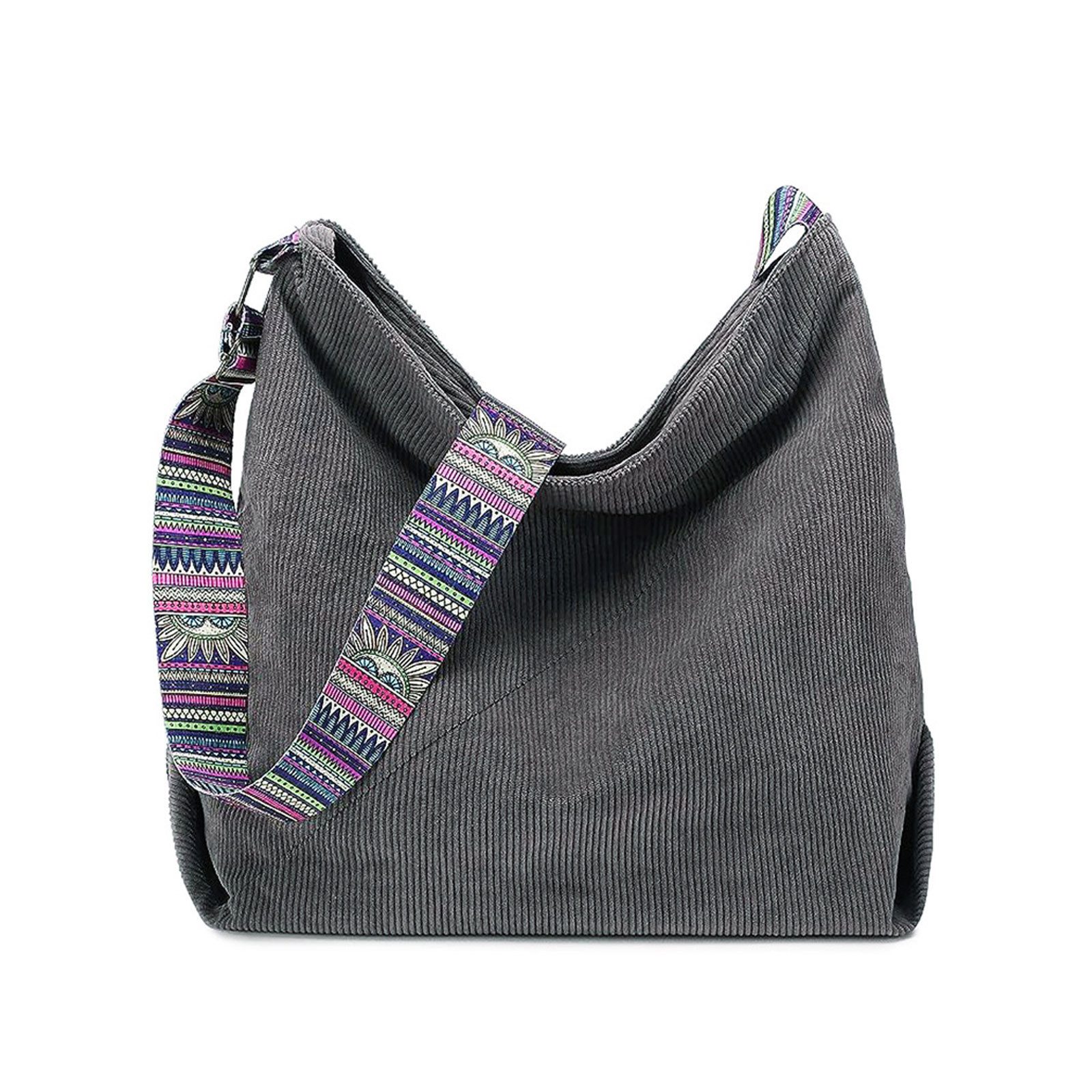HAUSS SPOLE Schultertasche Schultertasche Groß Handtasche Canvas Umhängetasche Crossbody (Cordstoff, 1-tlg., große Kapazität, Laptoptasche), für Schule Büro Arbeit Reisen Ausflug Einkauf