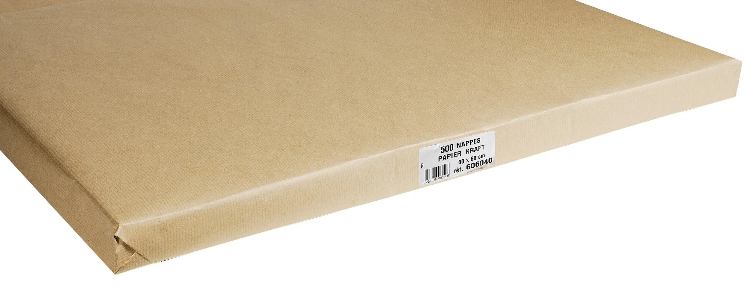 PROnappe Tischband Papiertischdecken, auf gefaltet, Pack 500 St 60x60cm Kraft 606040I, Nappes rouleaux papier gaufré
