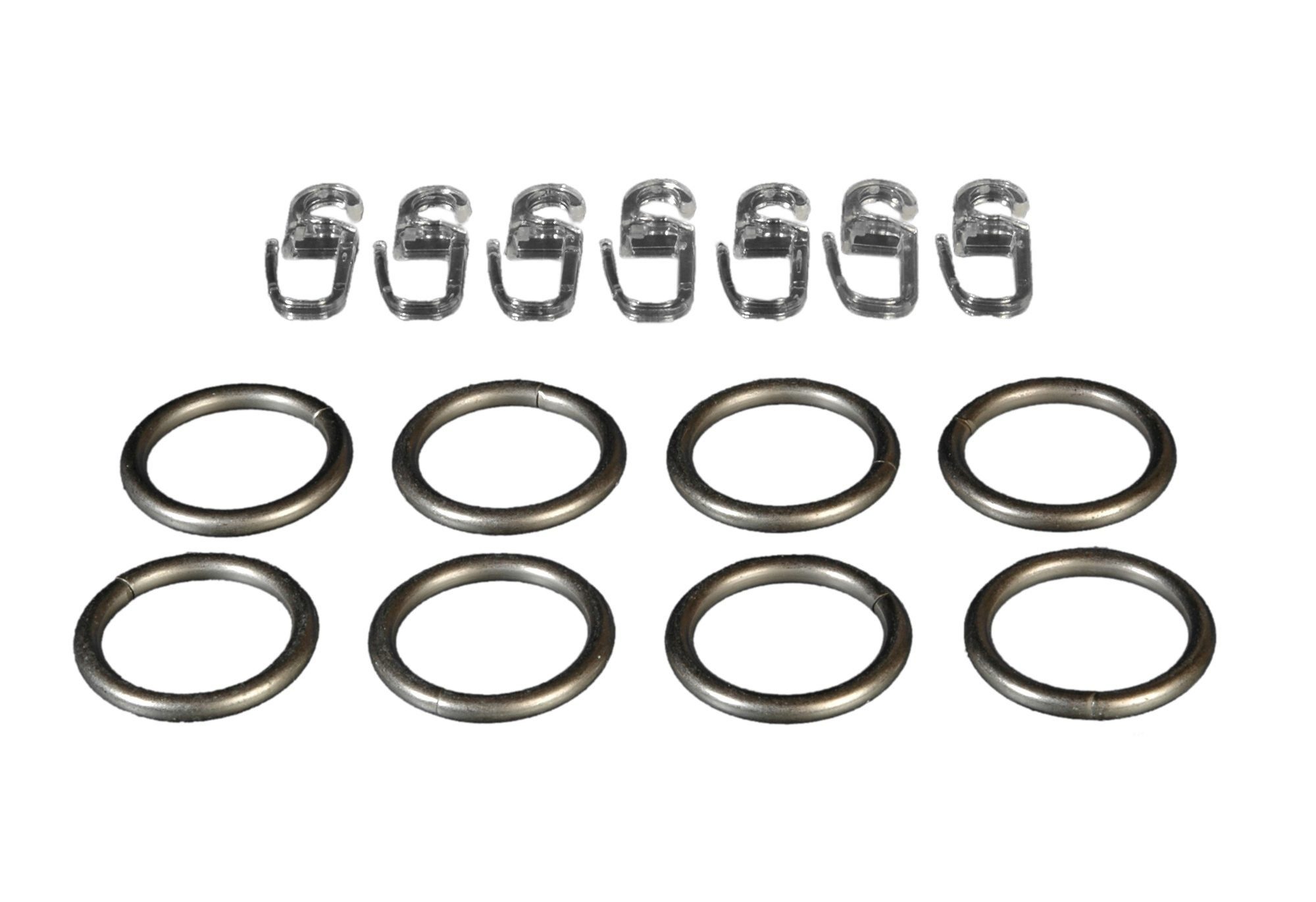 Liedeco Gardinenring, Gardinen, (Set, 8-St., mit Faltenlegehaken), für Gardinenstangen Ø 16 mm